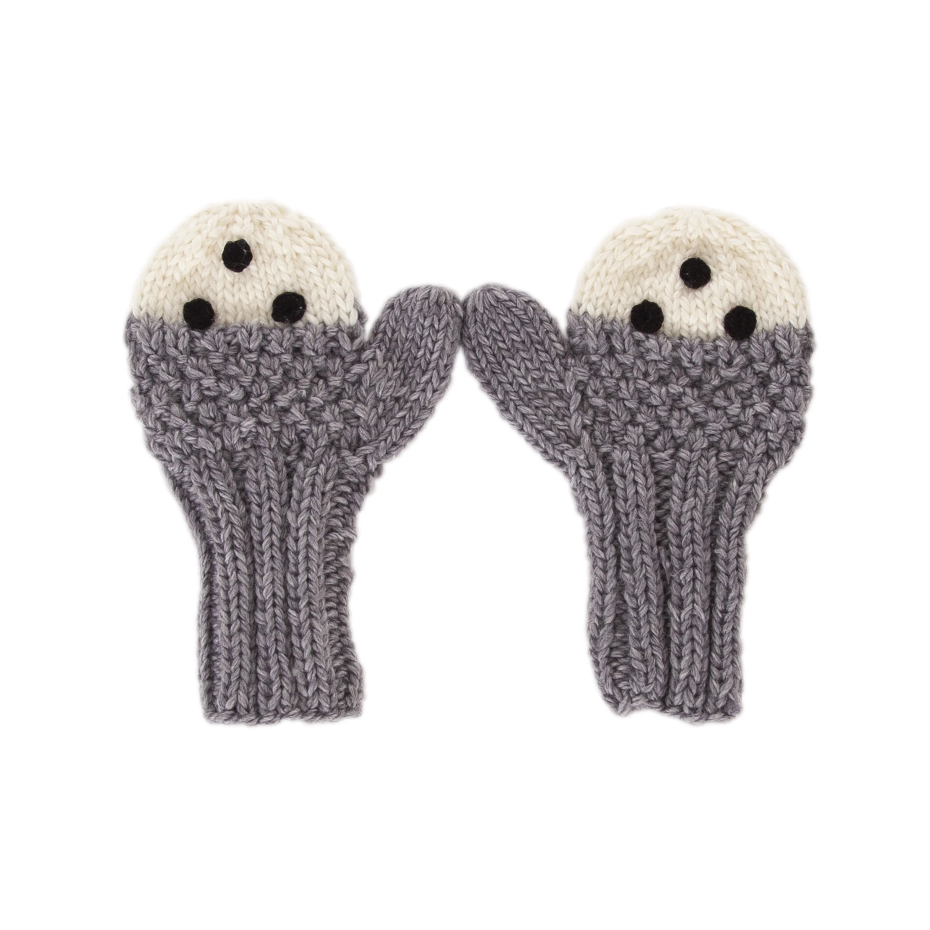 Bear Face Mittens - Grey