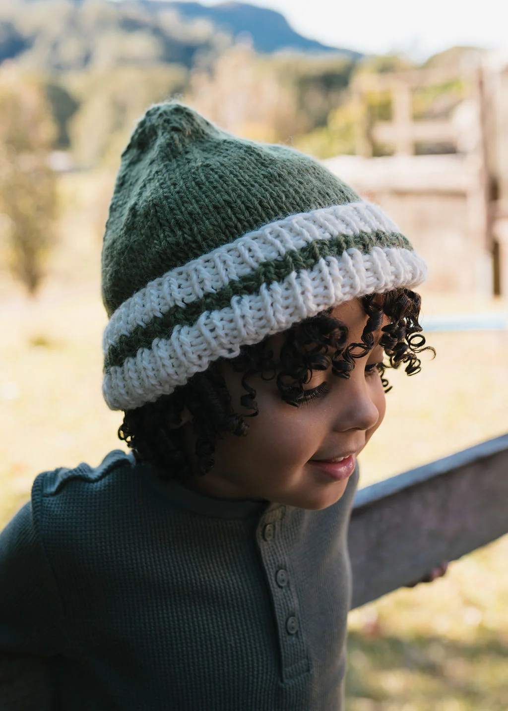 Denmark Beanie Khaki and Cream - Image 3