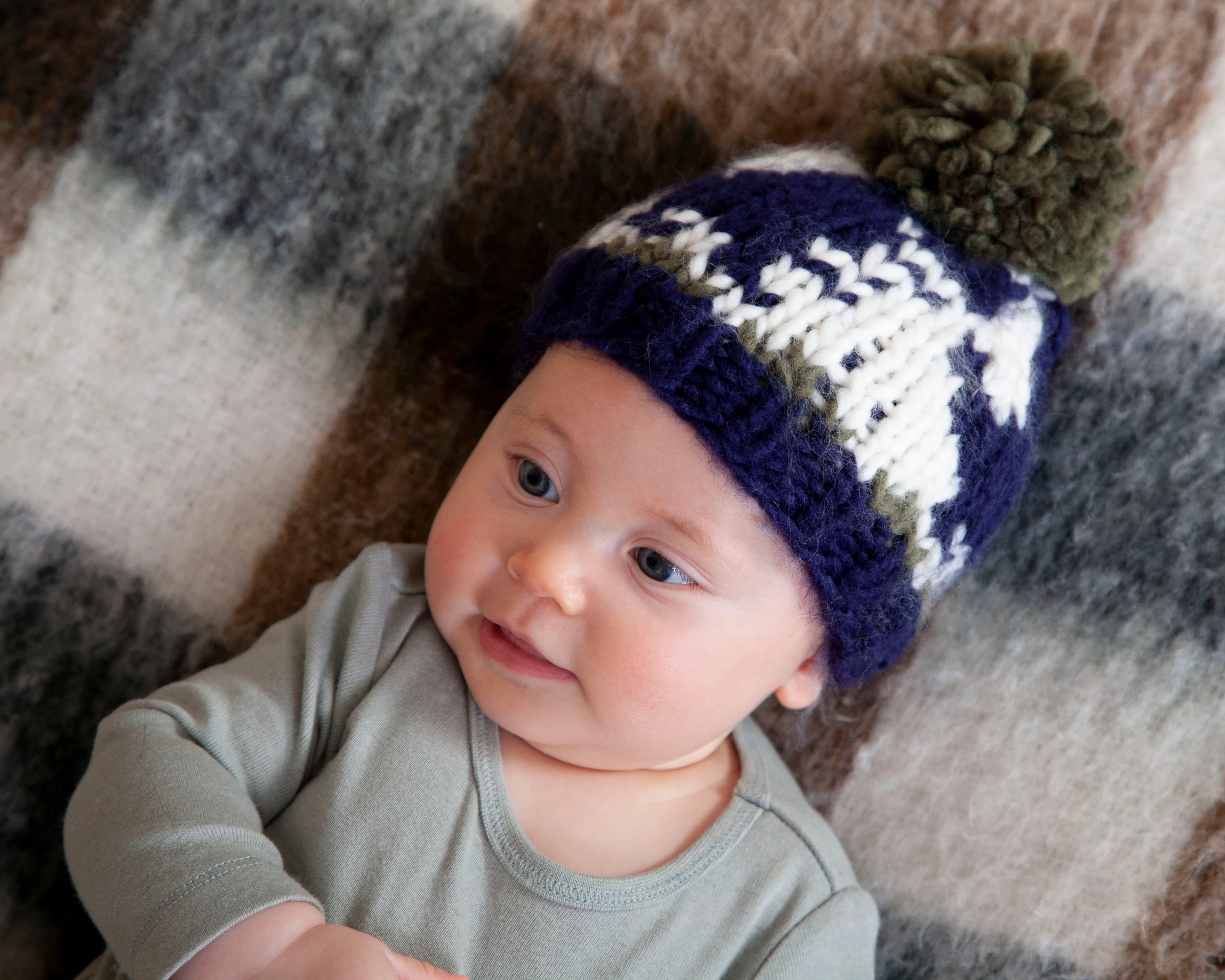 Acorn Dino Beanie - Navy & Khaki - Image 2