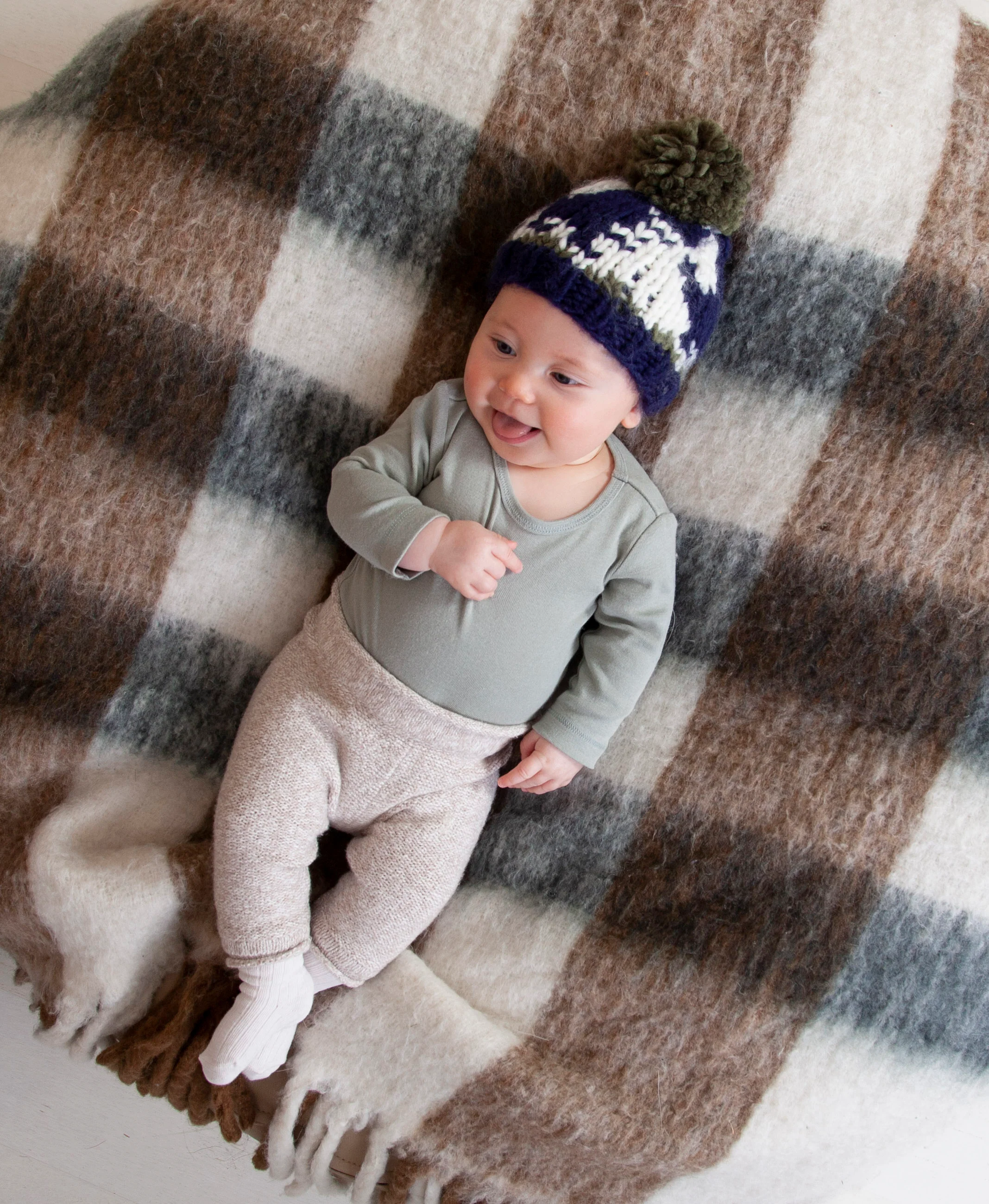 Acorn Dino Beanie - Navy & Khaki - Image 3