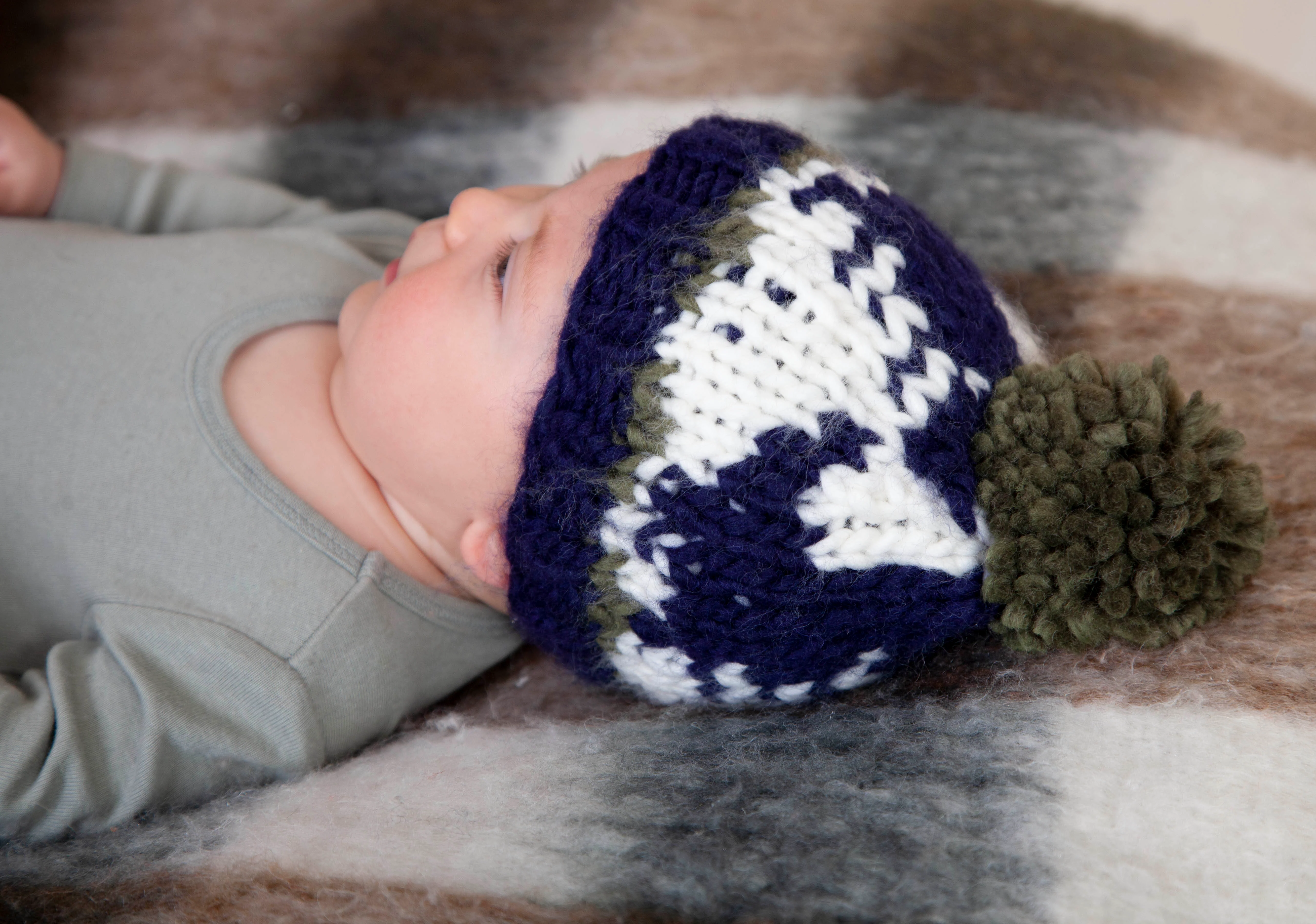Acorn Dino Beanie - Navy & Khaki - Image 4