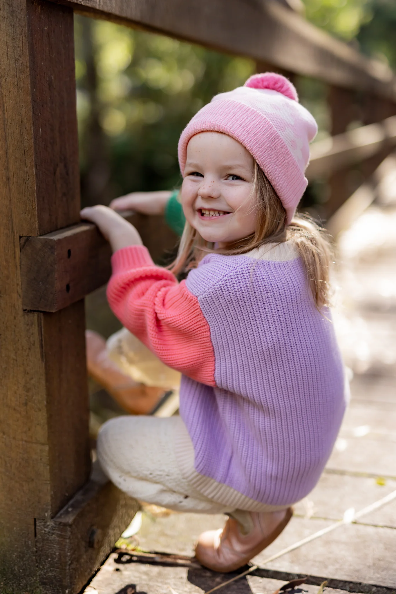 Acorn Flower Power Merino Beanie Candy Pink - Image 3