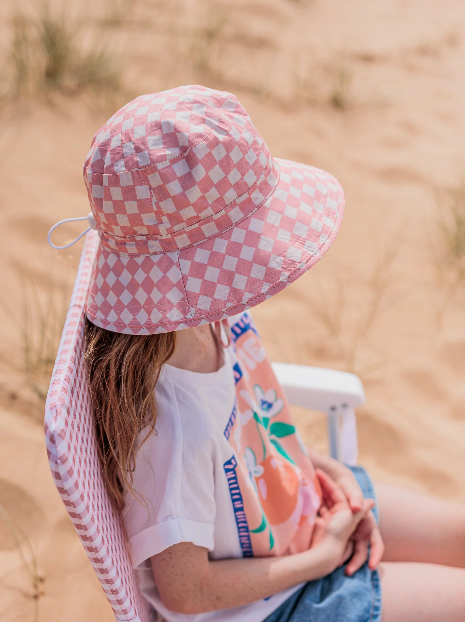 Acorn Pink Checks Broad Brim Bucket Hat - Image 3