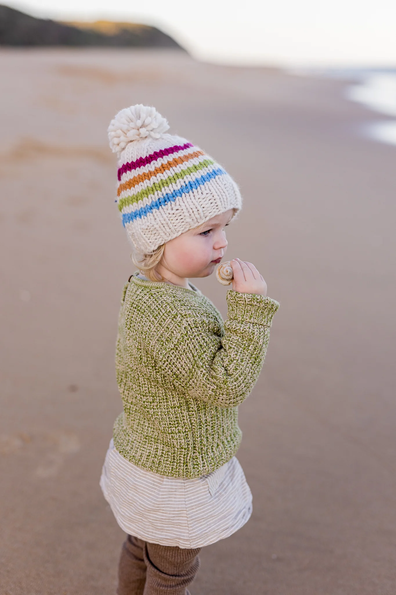 Acorn Rainbow Stripe Beanie - Natural - Image 4