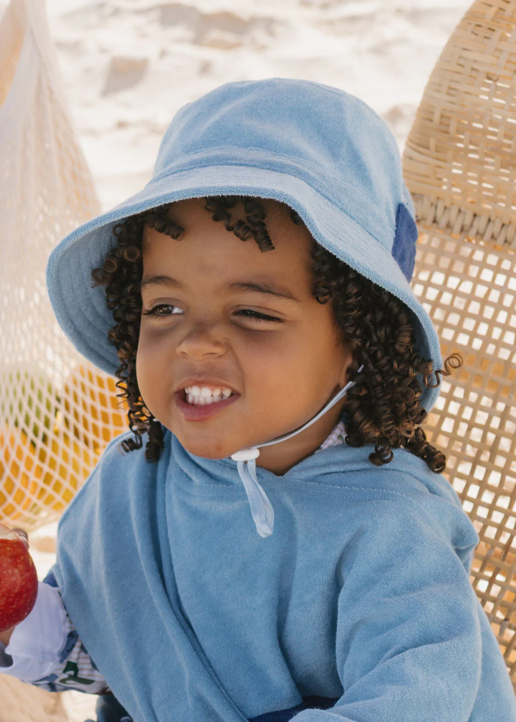 Terry Towelling Bucket Hat - Mid Blue - Image 3