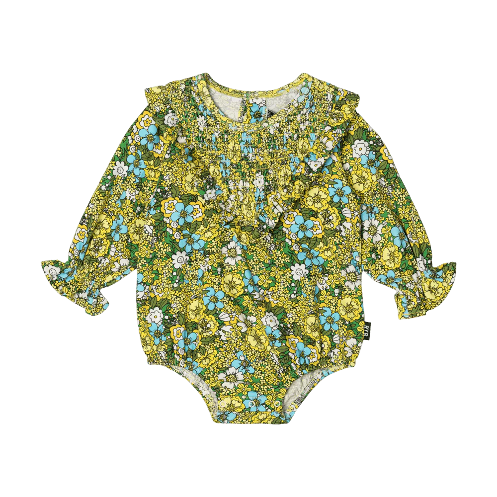 Rock Your Baby Yellow Ditsy Floral Romper