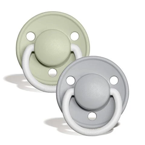 De Lux GLOW Silicone Pacifier 2 Pack - Sage/Cloud