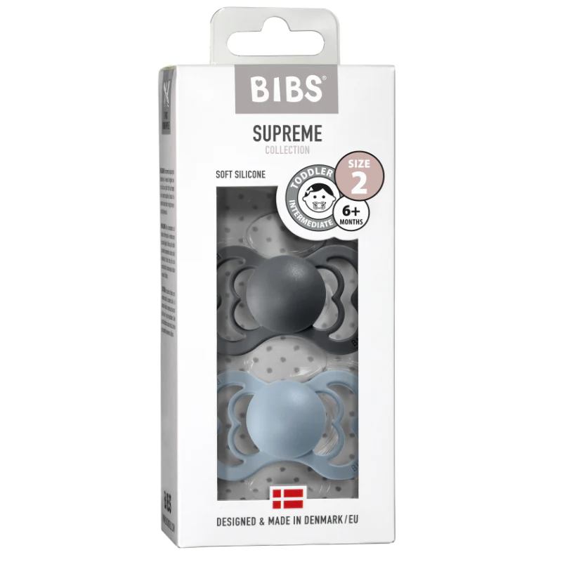 Supreme Silicone Pacifier 2 Pack - Iron/Baby Blue - Image 3