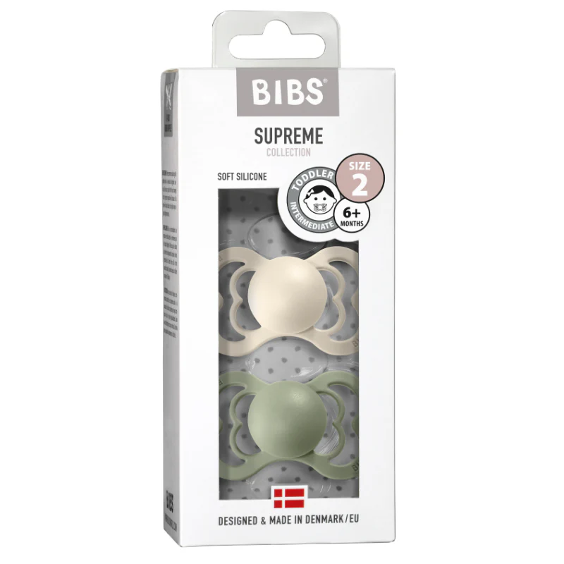 Supreme Silicone Pacifier 2 Pack - Ivory/Sage - Image 3