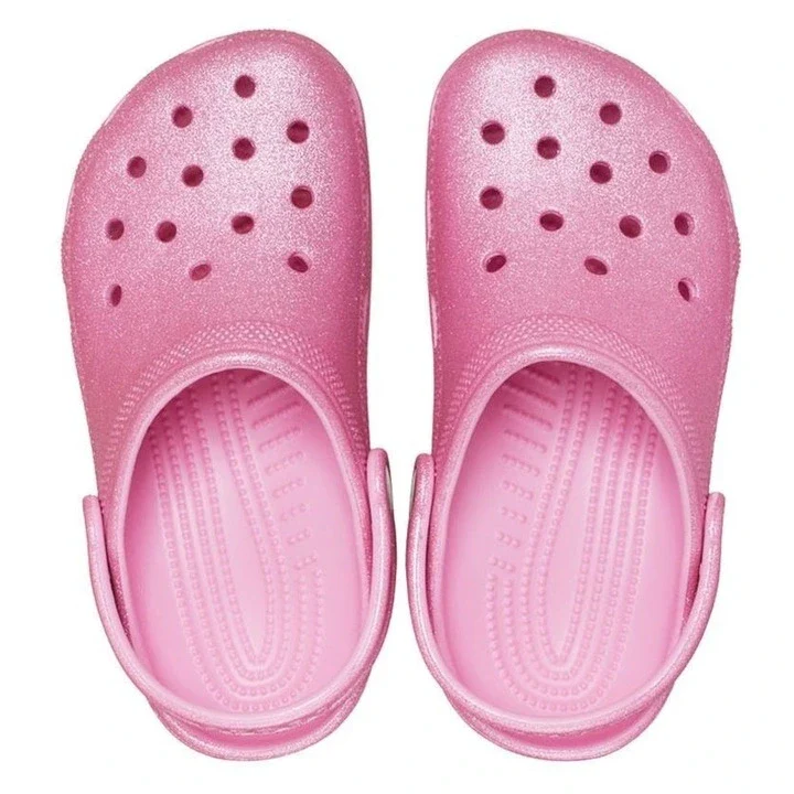 Crocs Classic Glitter Clog - Pink Tweed Glitter - Image 3