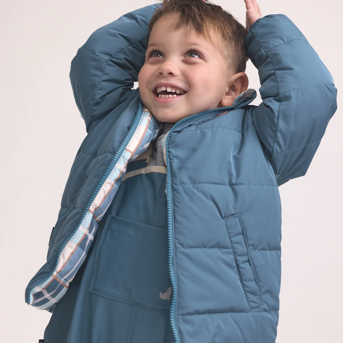Reversible Eco-Puffer Blue Plaid - Image 6