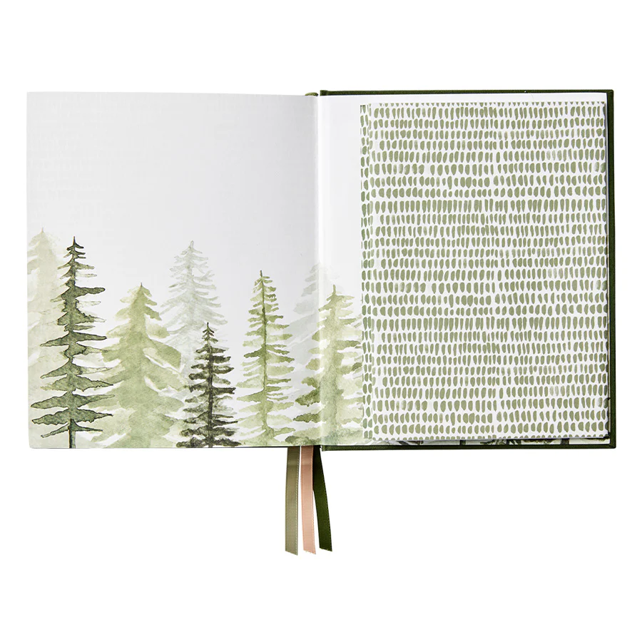 Boxed Linen Cover Luxe Baby Journal - Forest - Image 2