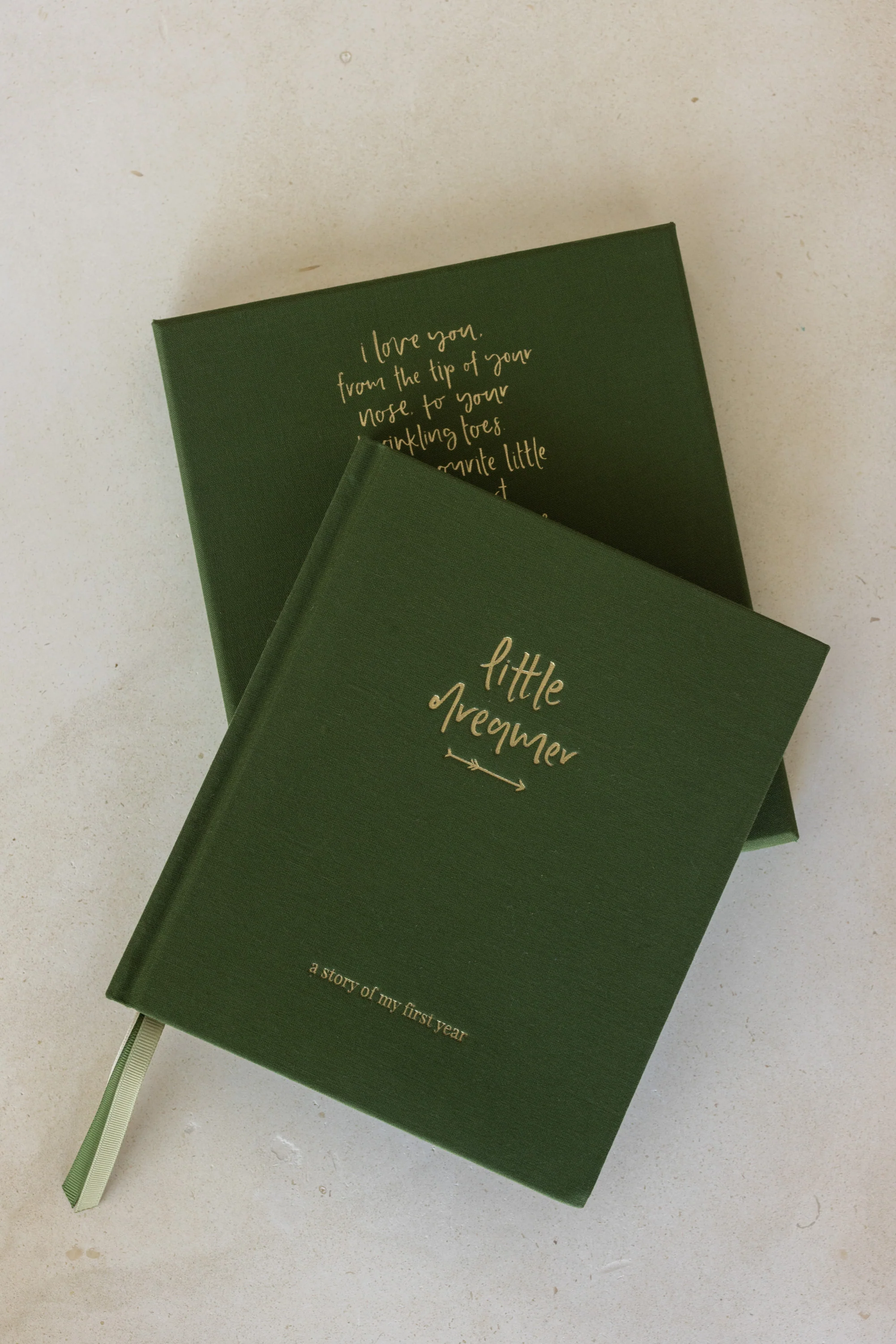 Boxed Linen Cover Luxe Baby Journal - Forest - Image 5