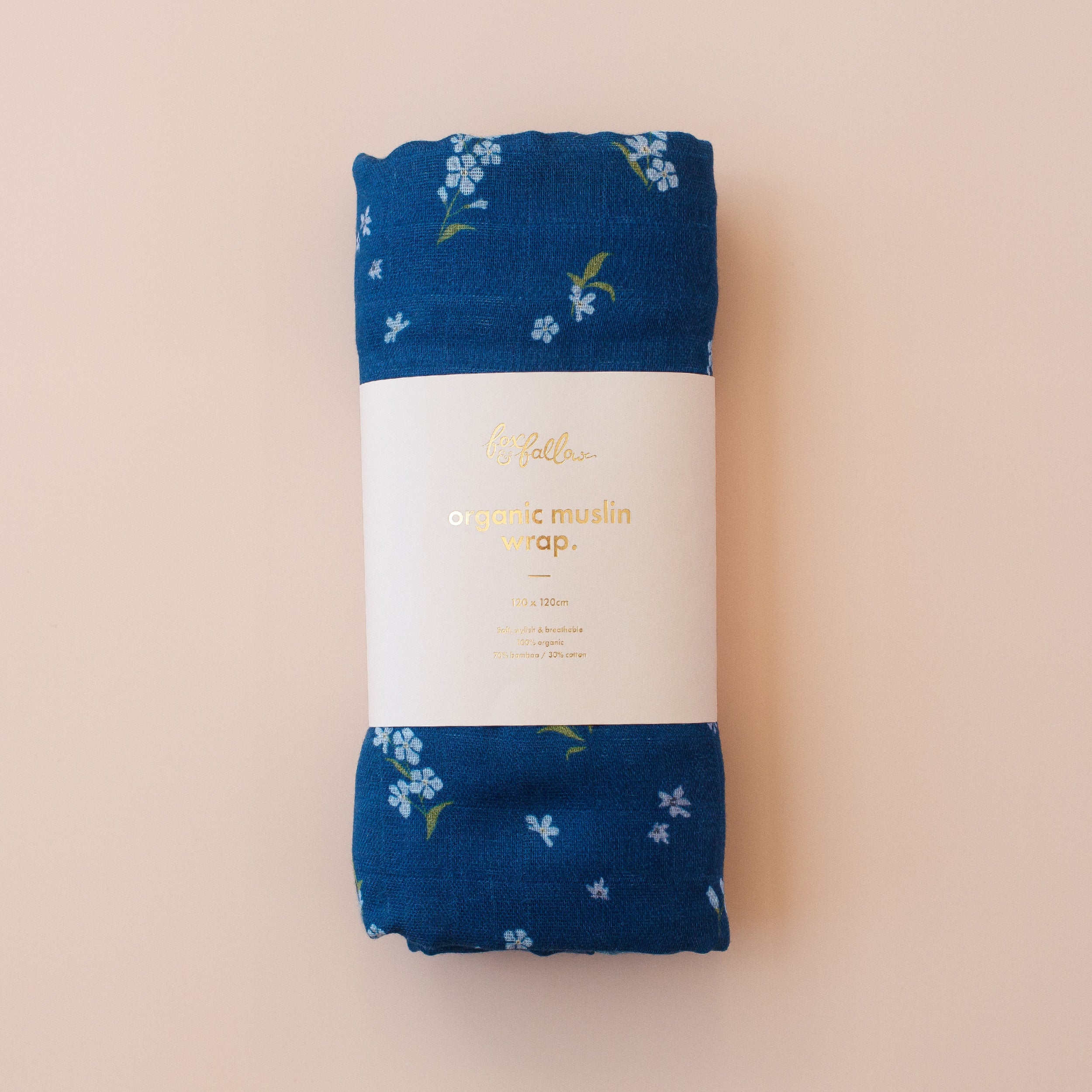 Organic Muslin Wrap - Forget-Me-Not Navy - Image 3