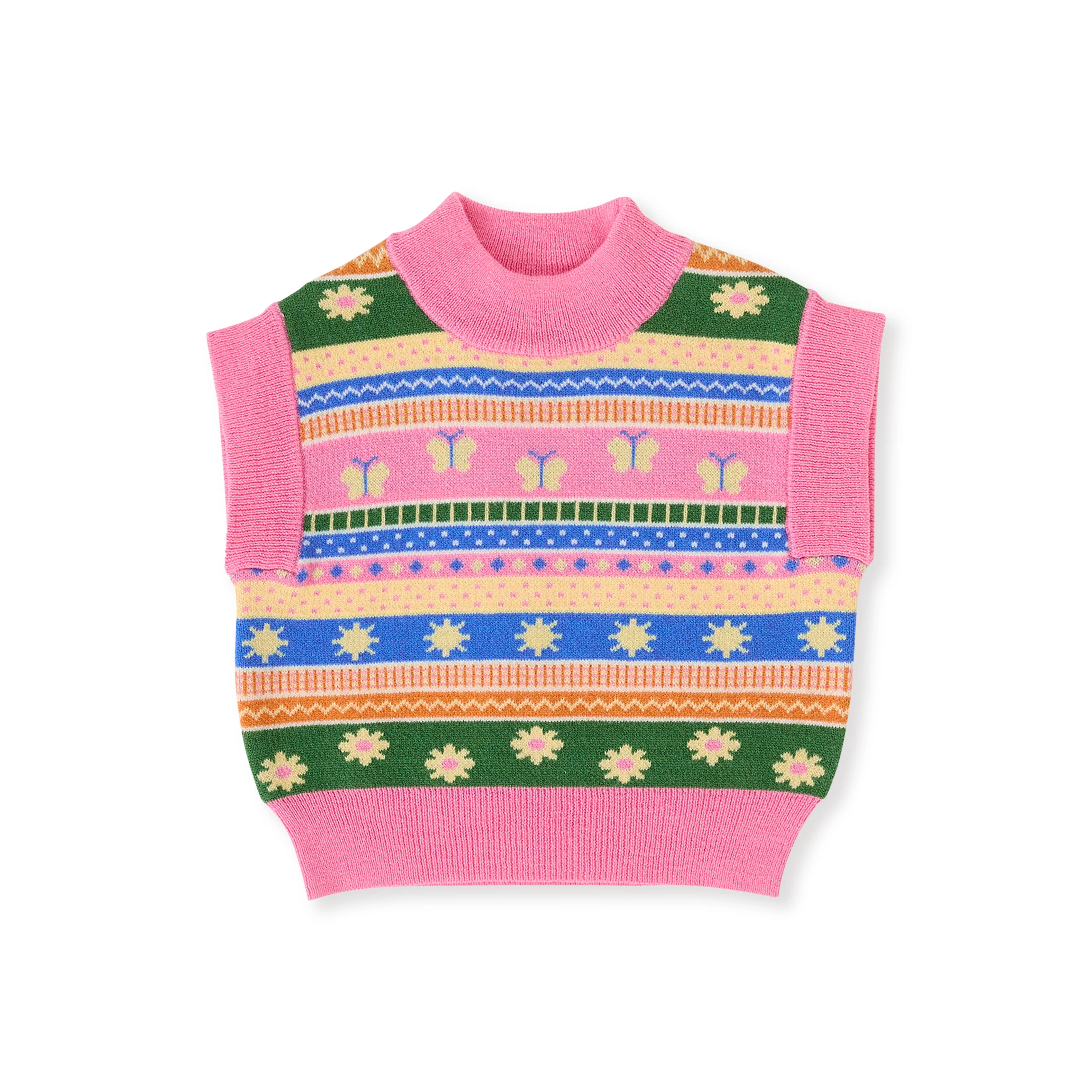 Goldie + Ace Flutter By Sweater Vest - Pink Multi