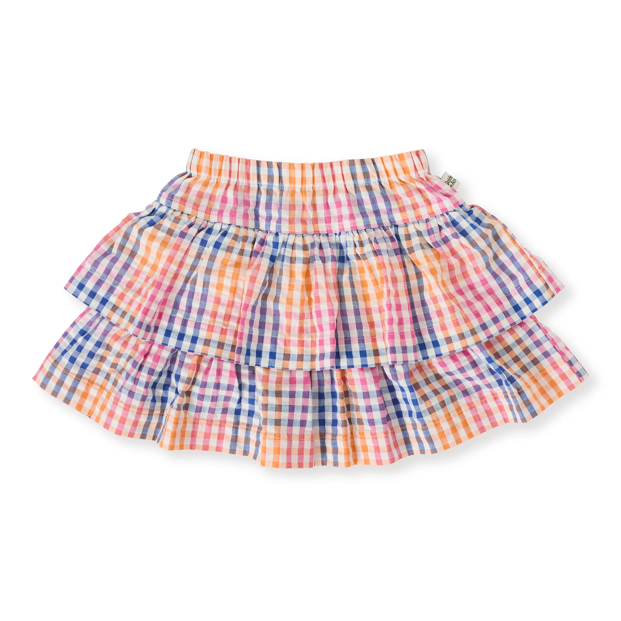 Goldie + Ace Rainbow Gingham Ria Ruffle Skirt - Multi - Image 4