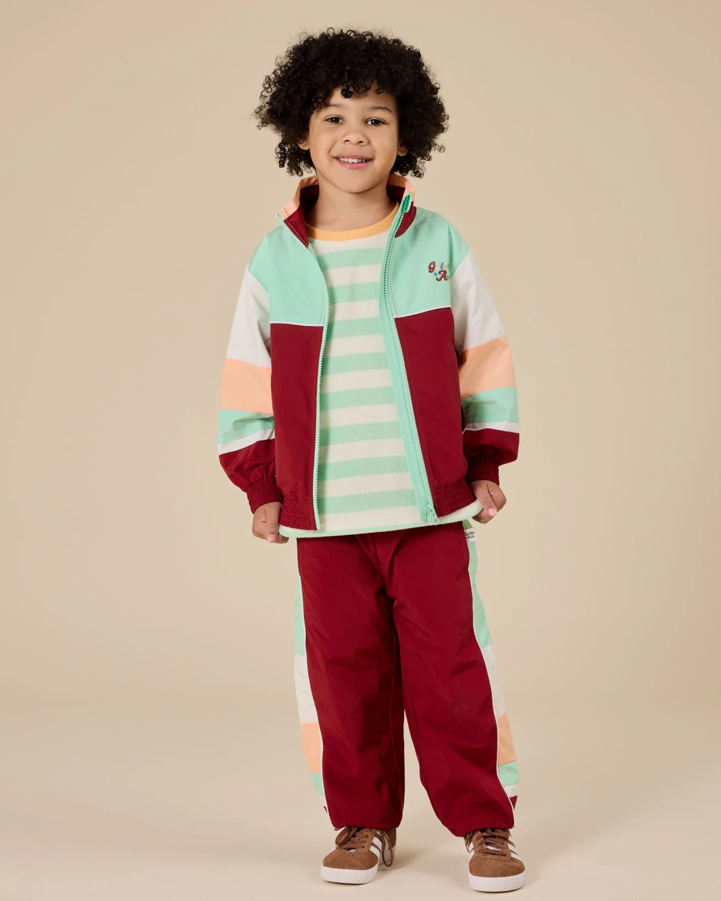 Retro Sporty Pants - Brick/Peapod - Image 2