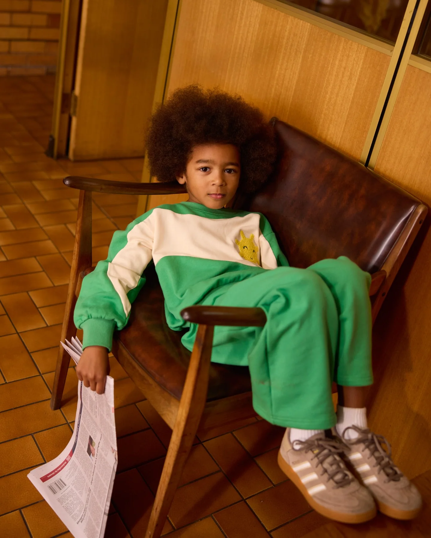 Goldie + Ace Sunshine Piped Panel Sweatshirt - Fern/Vanilla - Image 3