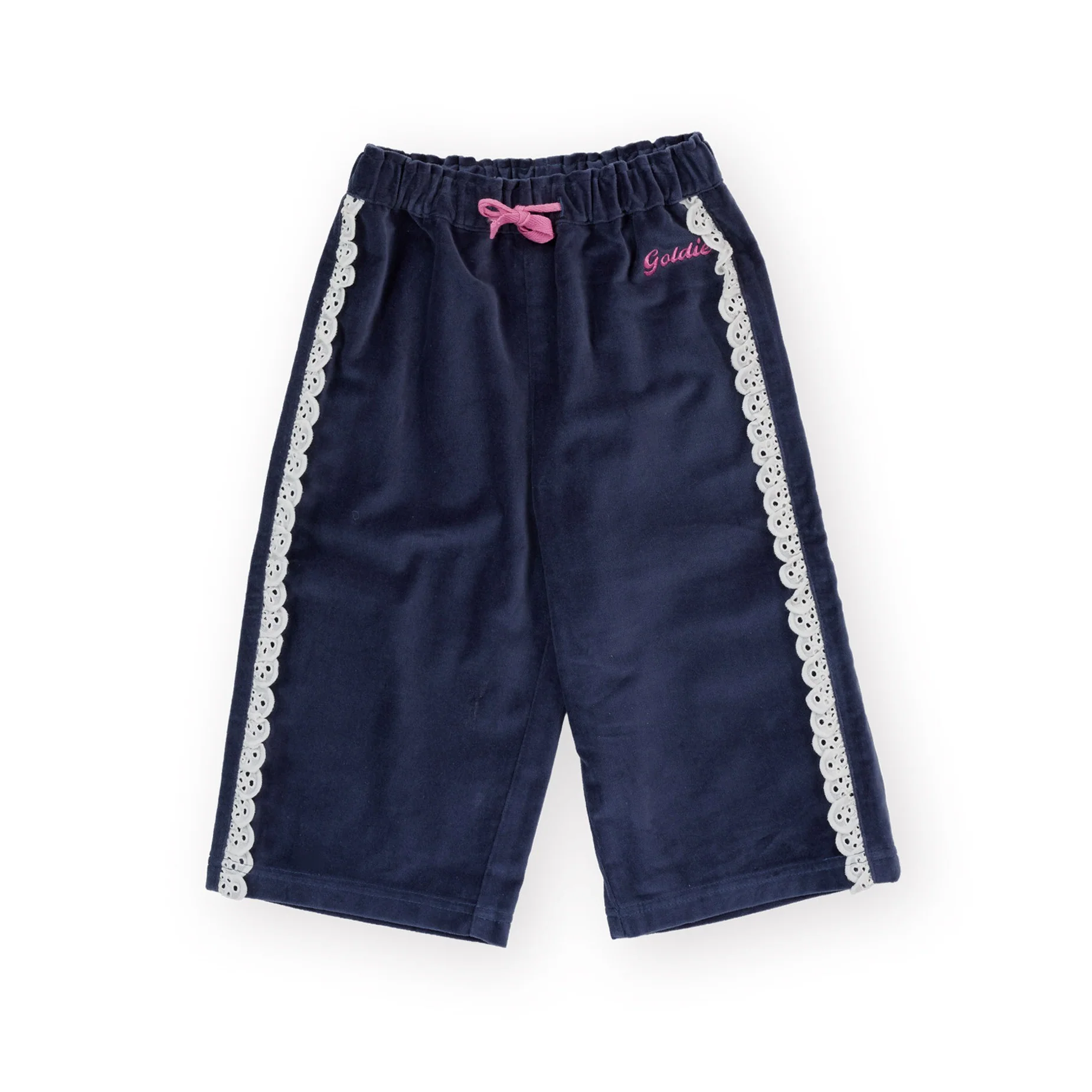 Velour Broderie Wide Leg Pant
