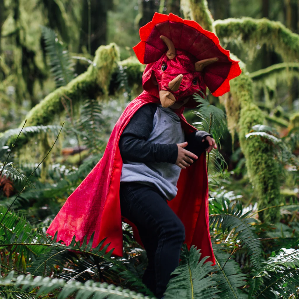 Red Triceratops Hooded Cape - Size 4-5 - Image 2