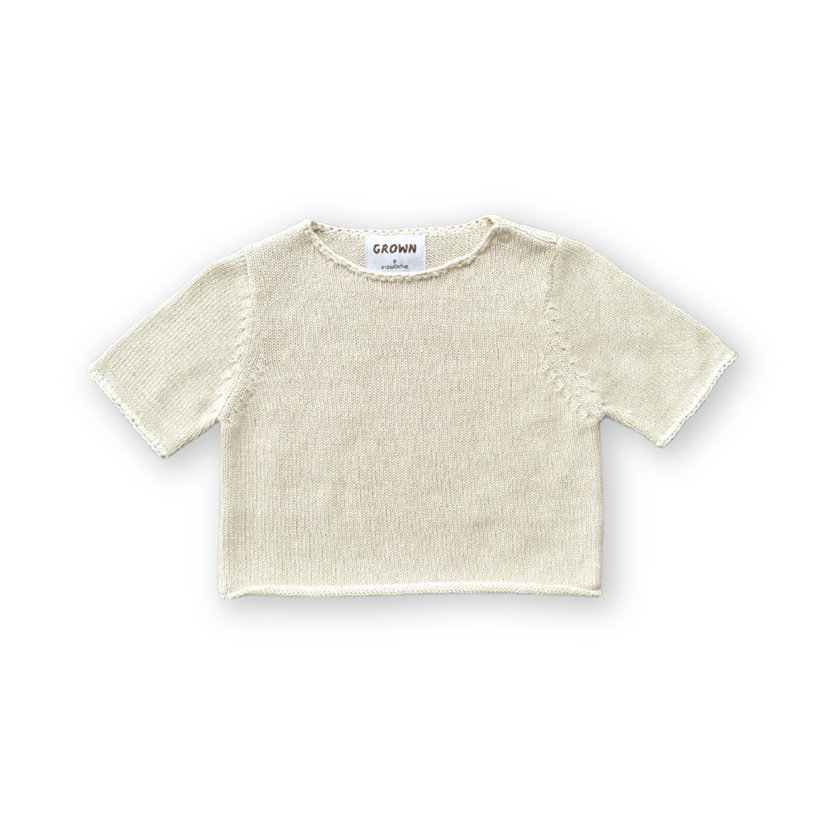 Grown Blanket Stitch Knitted Tee - Dune