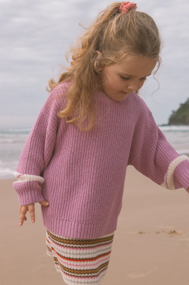 Chunky Rib Pull Over - Raspberry - Image 3