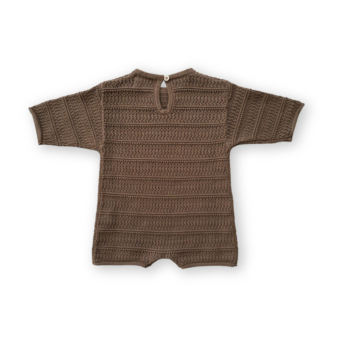 Grown Knitted Pointelle Playsuit - Cafe - Image 6