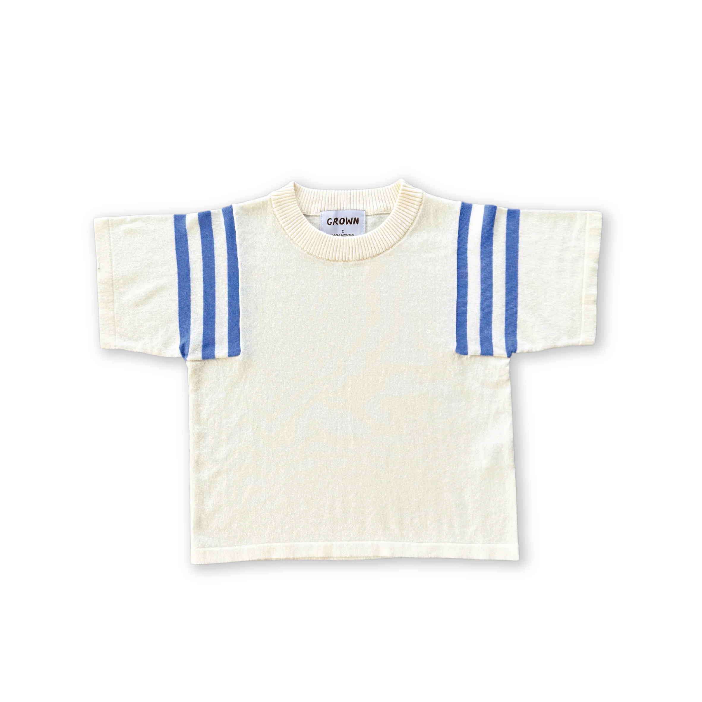 Knitted Stripe Sleeve Knitted Tee - Milk