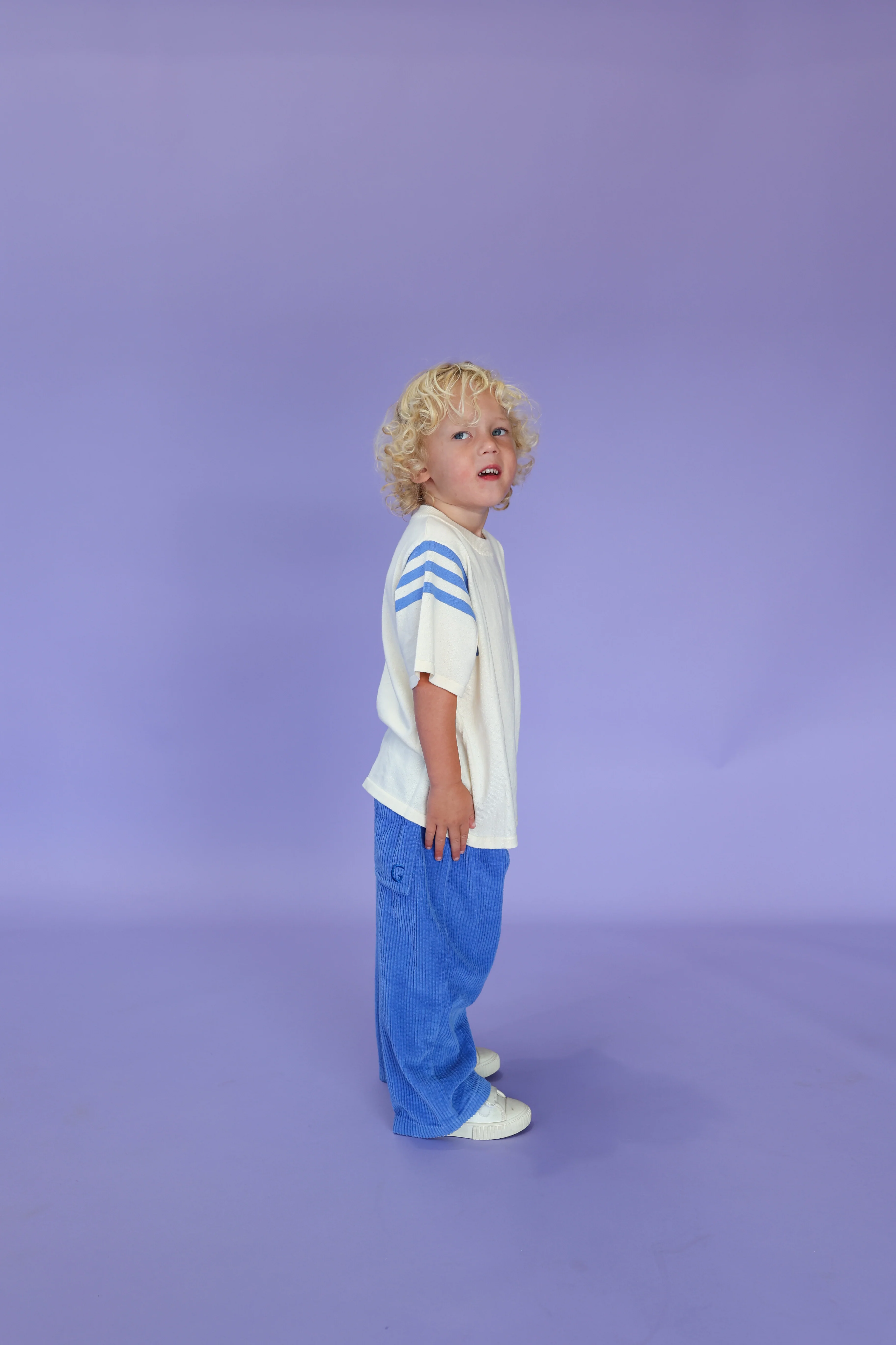 Knitted Stripe Sleeve Knitted Tee - Milk - Image 3
