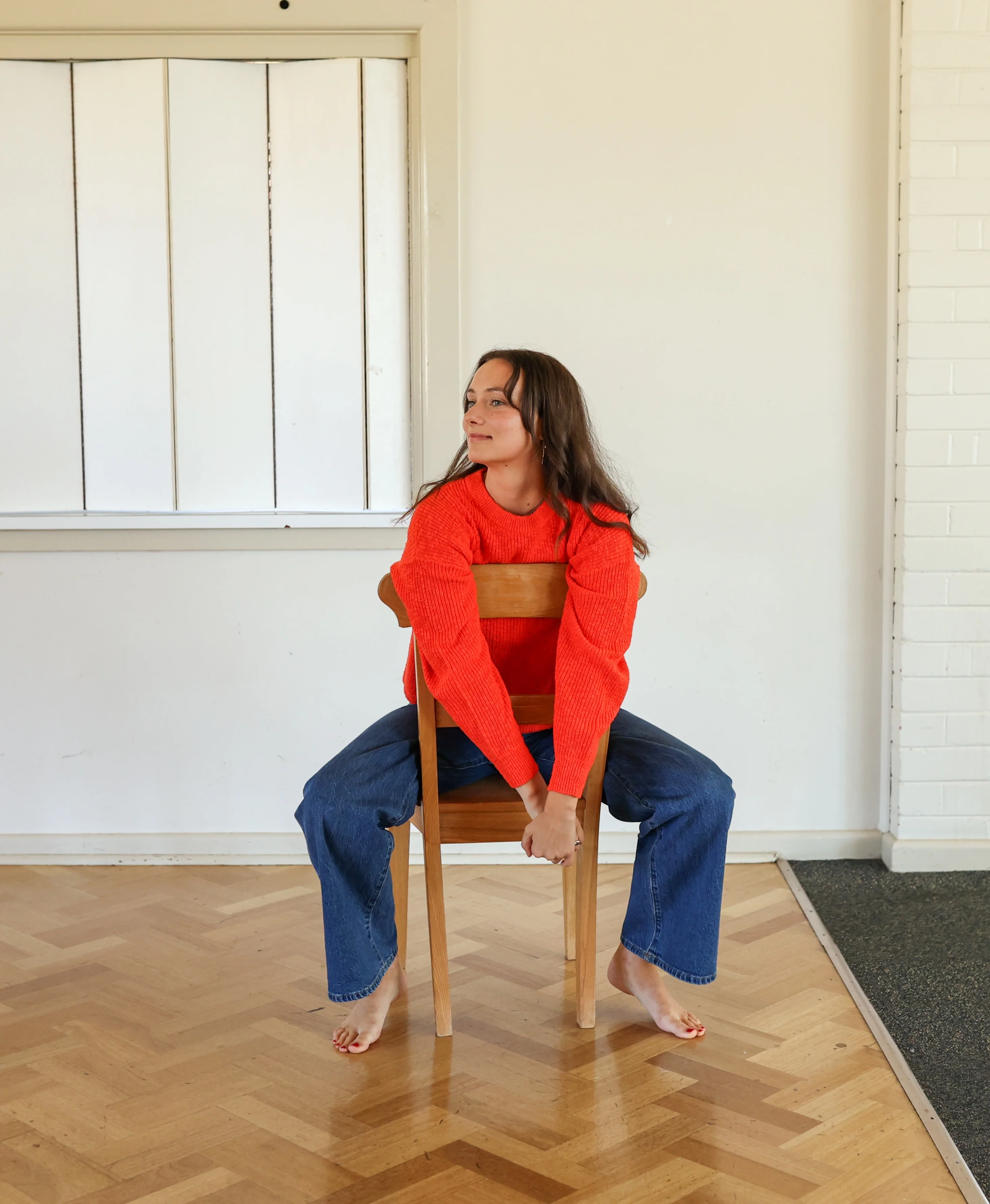 Ladies Oversized Rib Pull Over - Tomato - Image 3