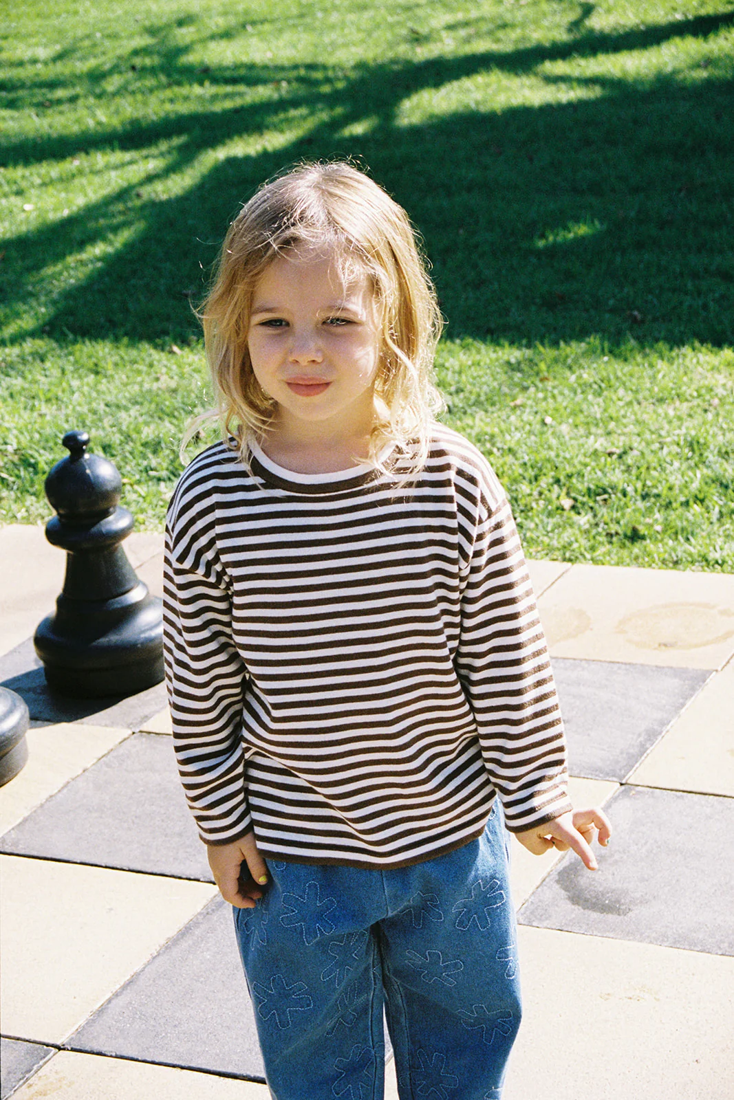 Organic Essential Stripe Longsleeve Knit Tee - Espresso - Image 2