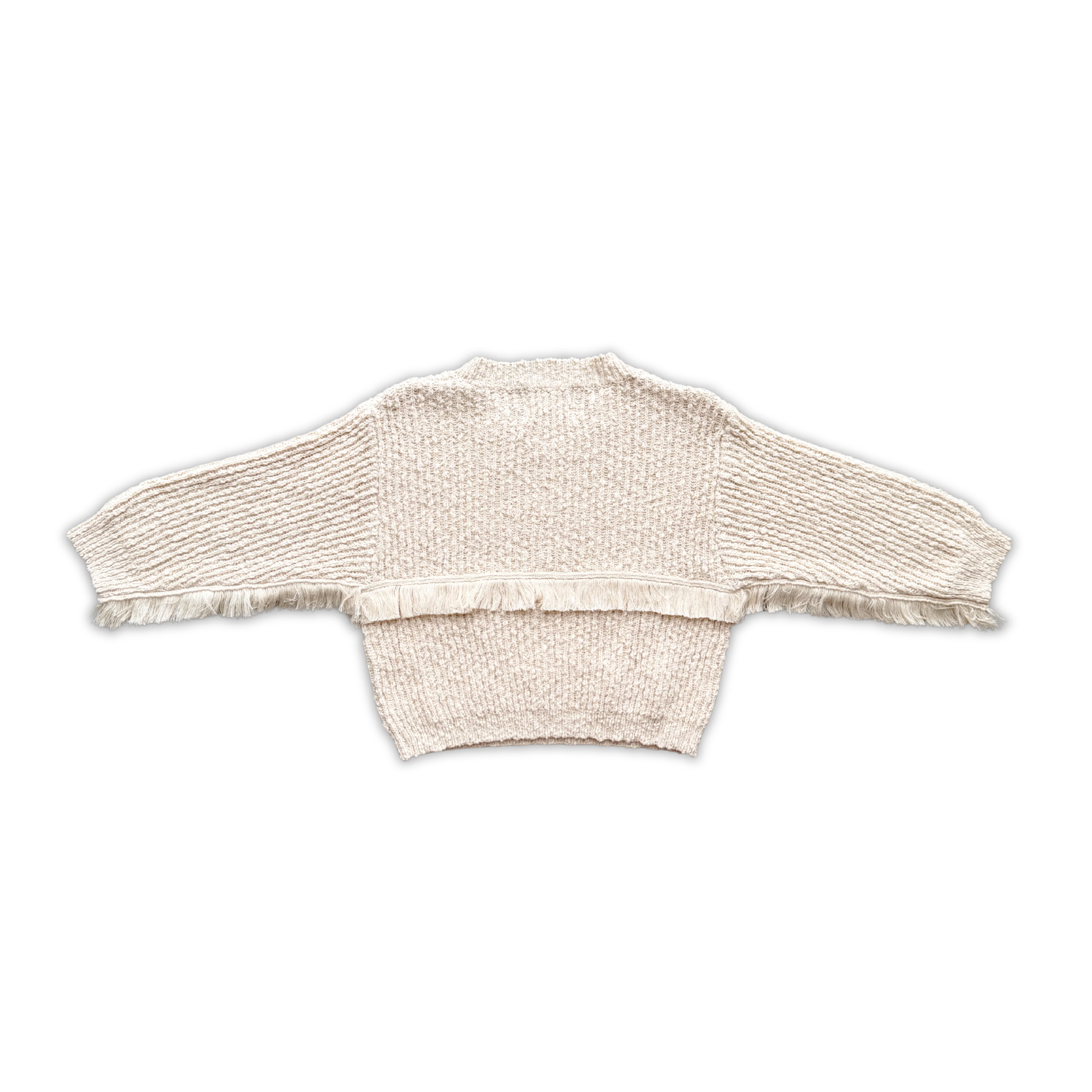 Organic Fringe Rib Knit Pull Over - Natural - Image 7