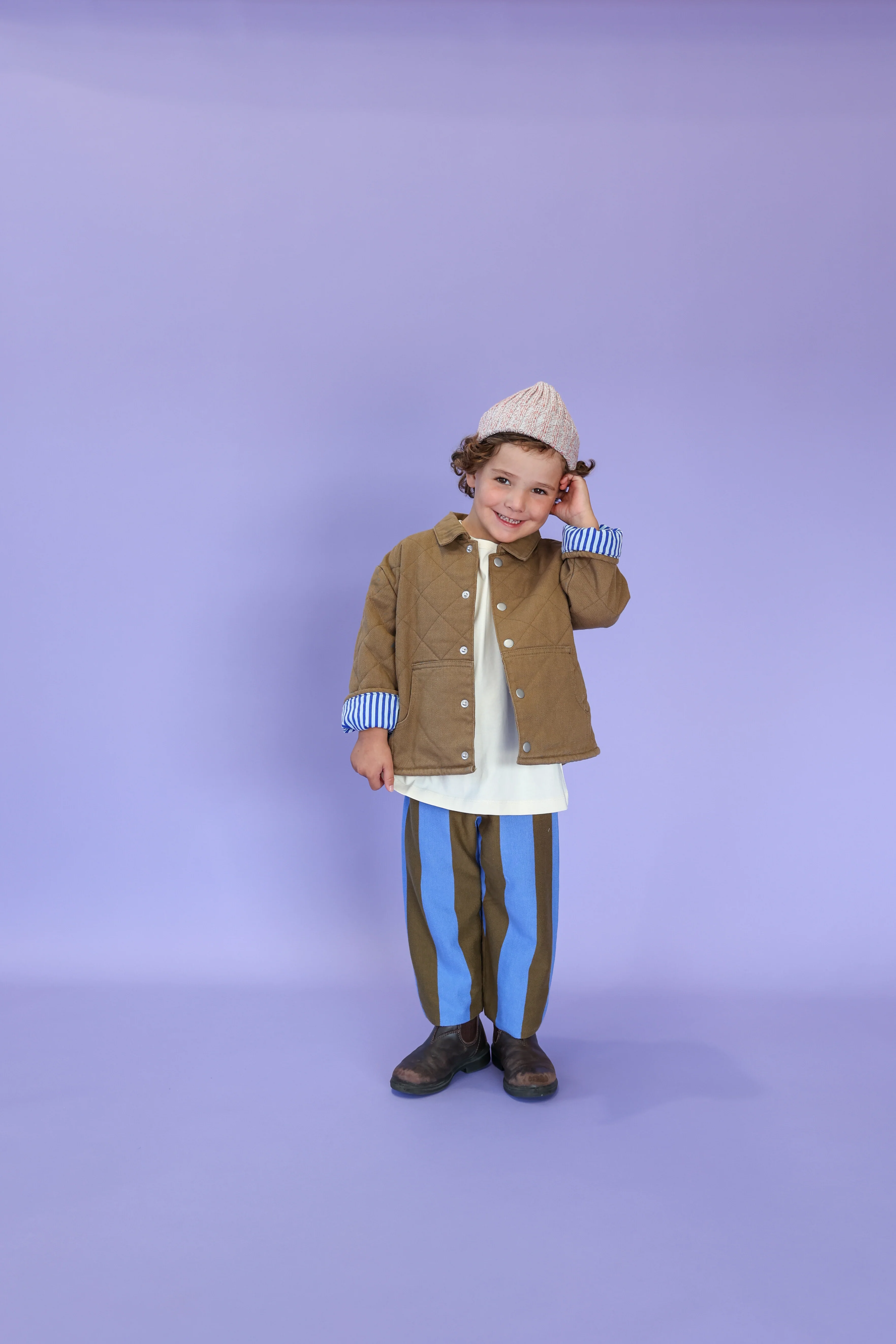 Organic Quilted Denim Jacket - Coffee - Image 2