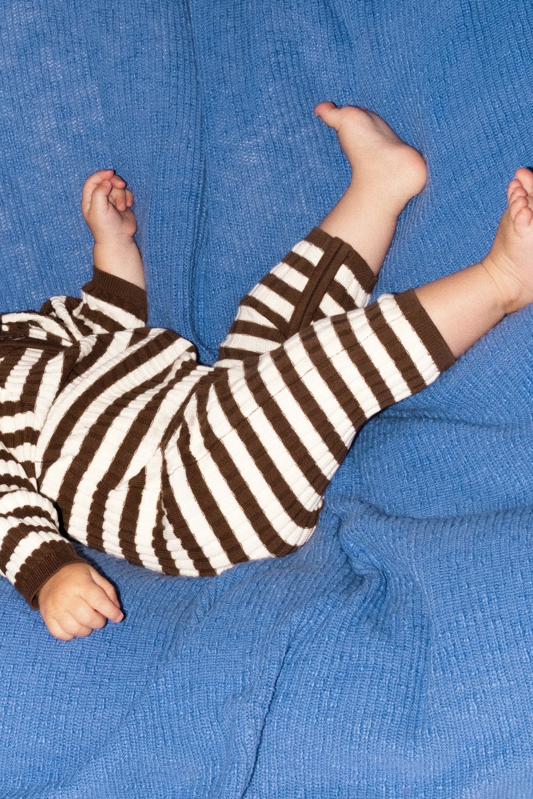 Organic Rib Stripe Knit Zip Jumpsuit - Espresso & Milk - Image 5