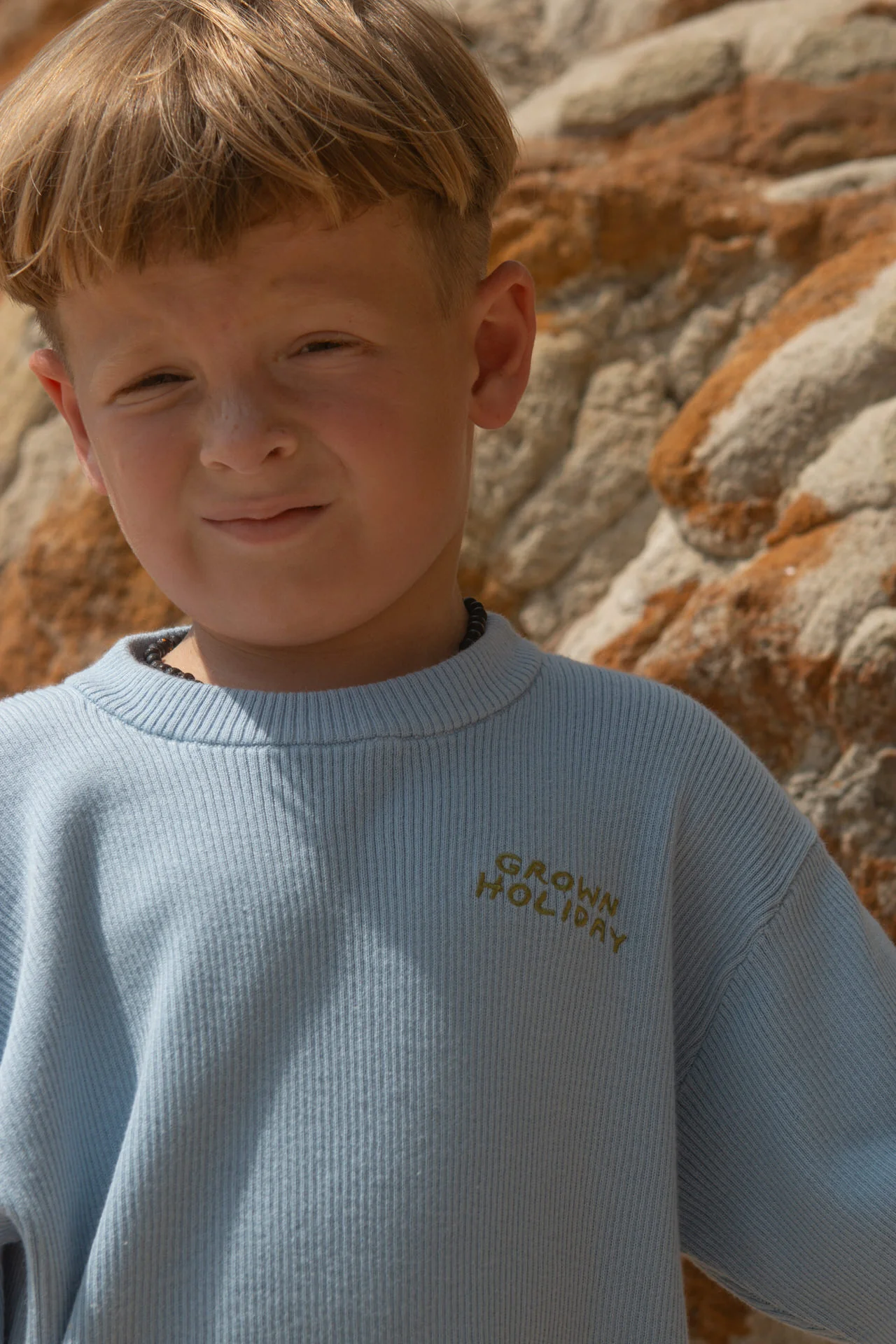 Organic Ribbed Knit Logo Tee - Ocean - Image 4