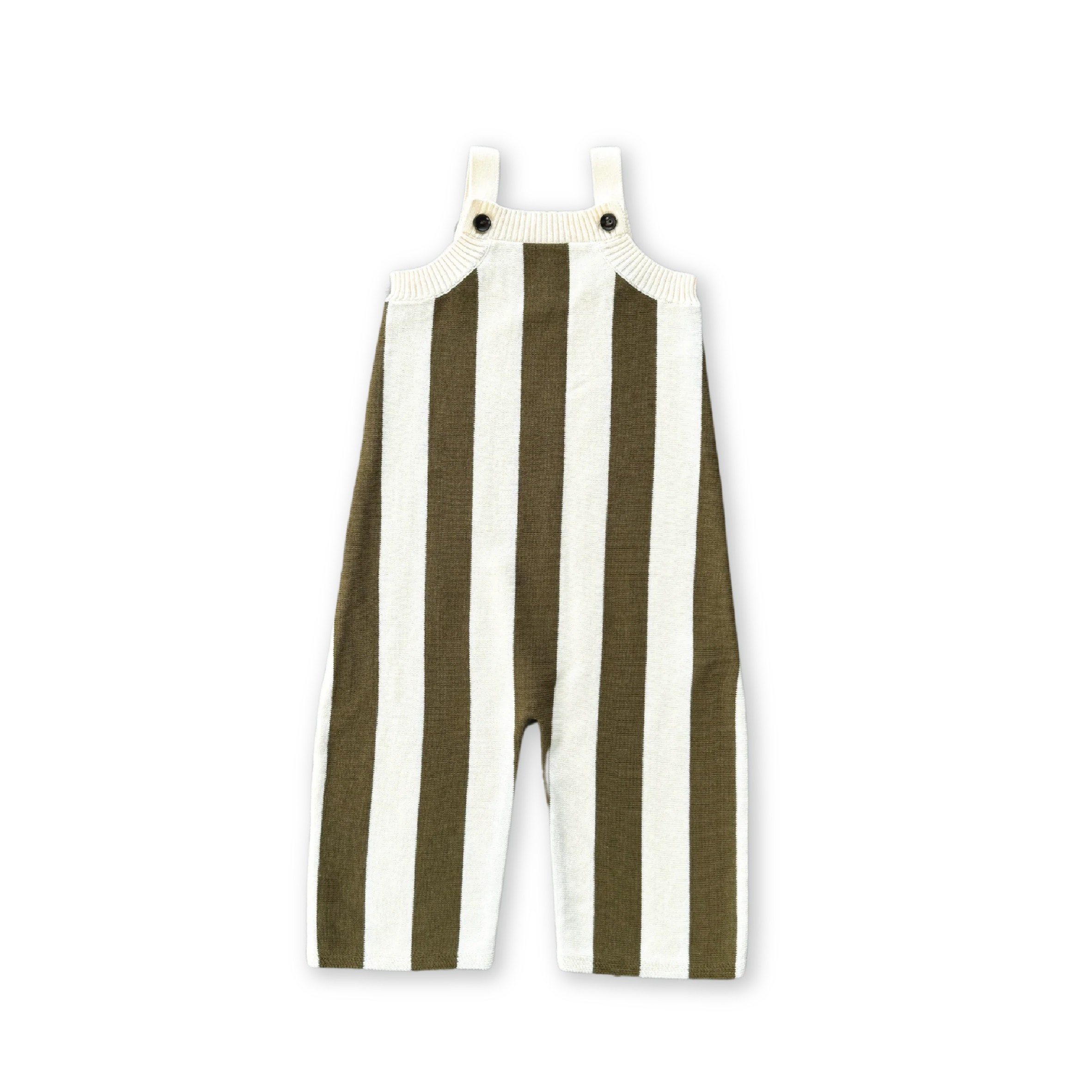 Vertical Stripe Knit Overalls - Coffee