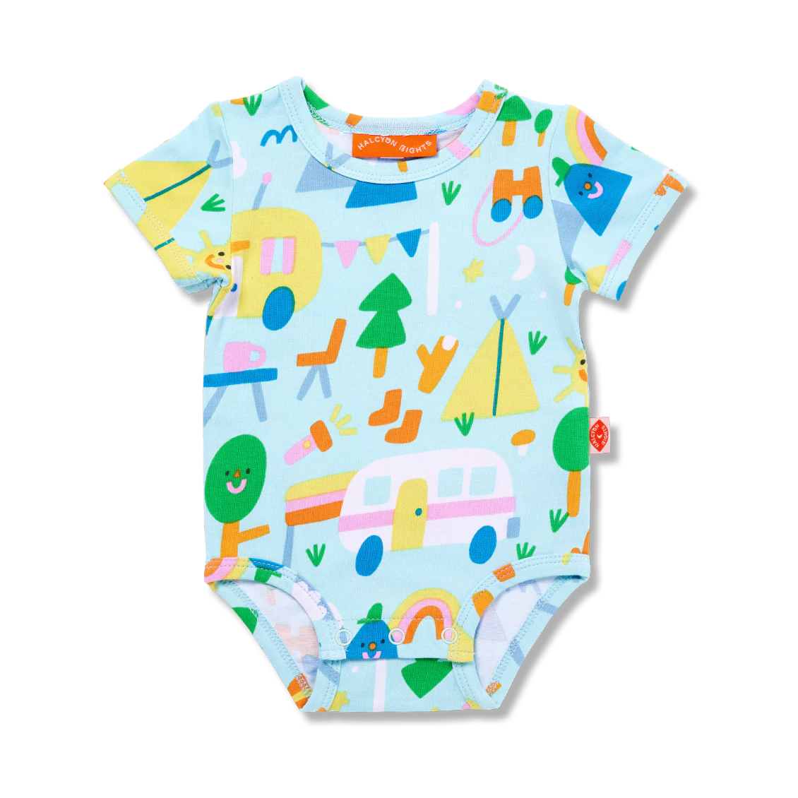 Halcyon Nights Happy Campers Short Sleeve Bodysuit