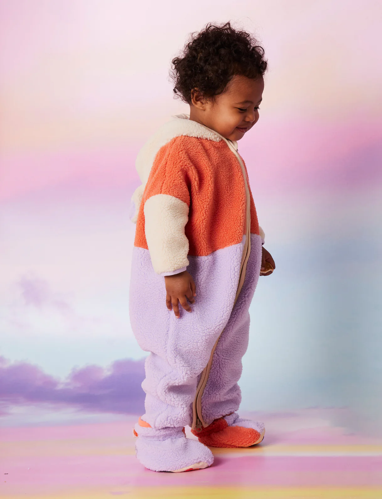 Sherpa Baby Booties - Lilac & Coral - Image 2