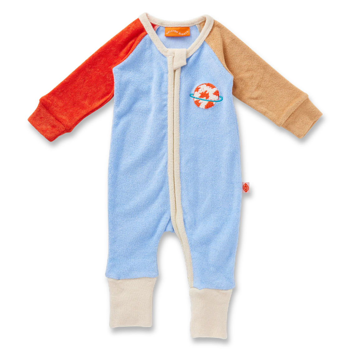 Space Blue Terry Long Sleeve Romper
