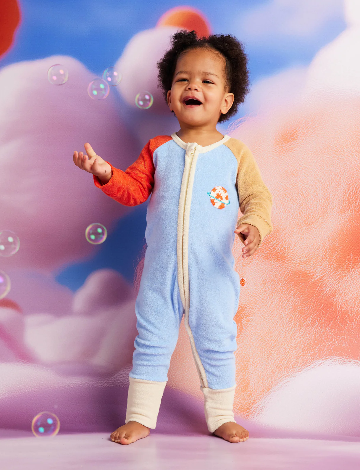 Space Blue Terry Long Sleeve Romper - Image 5