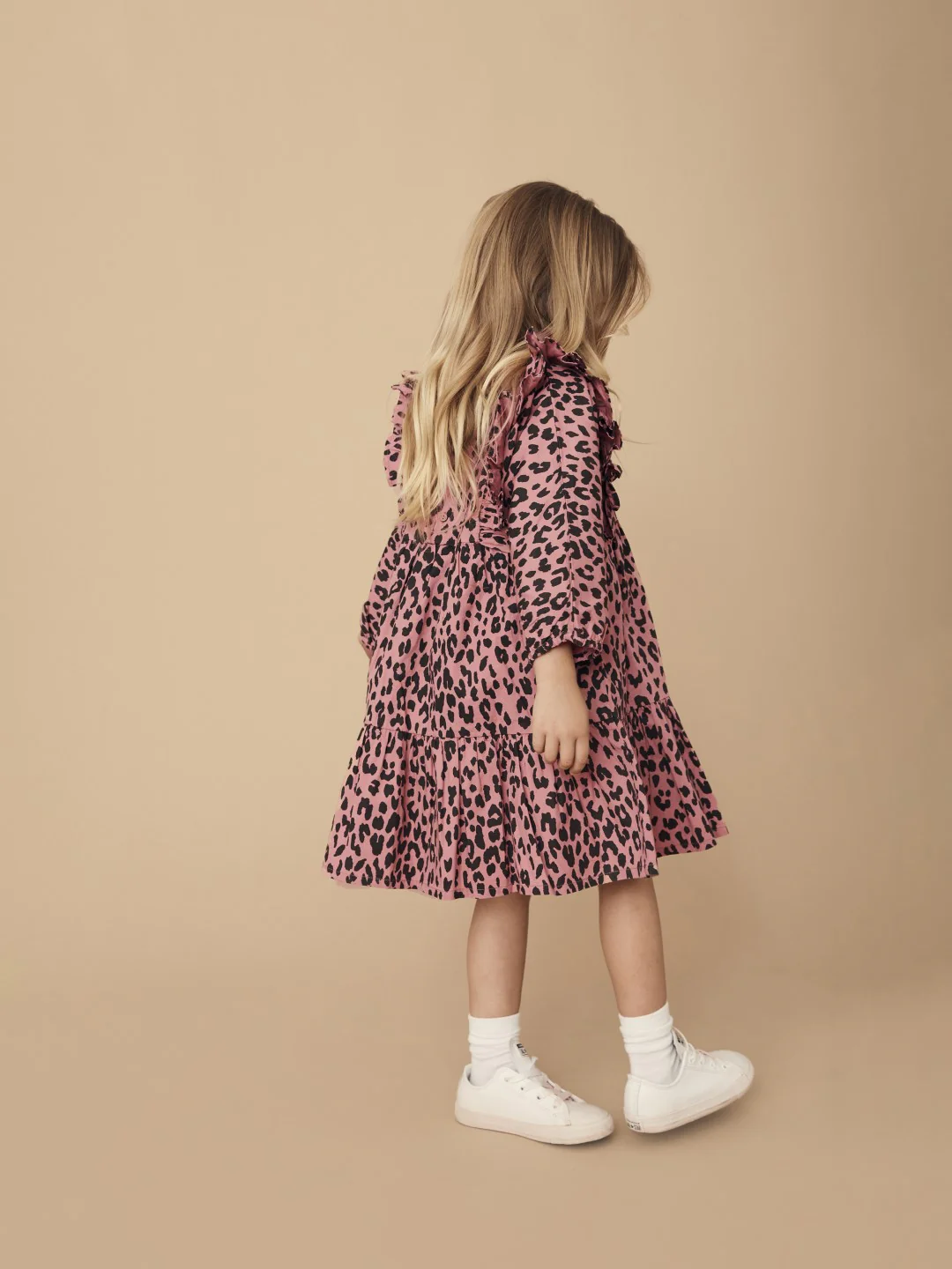 Huxbaby AW22 Drop 1 Leopard Zoe Dress - Dusty Rose - Image 4