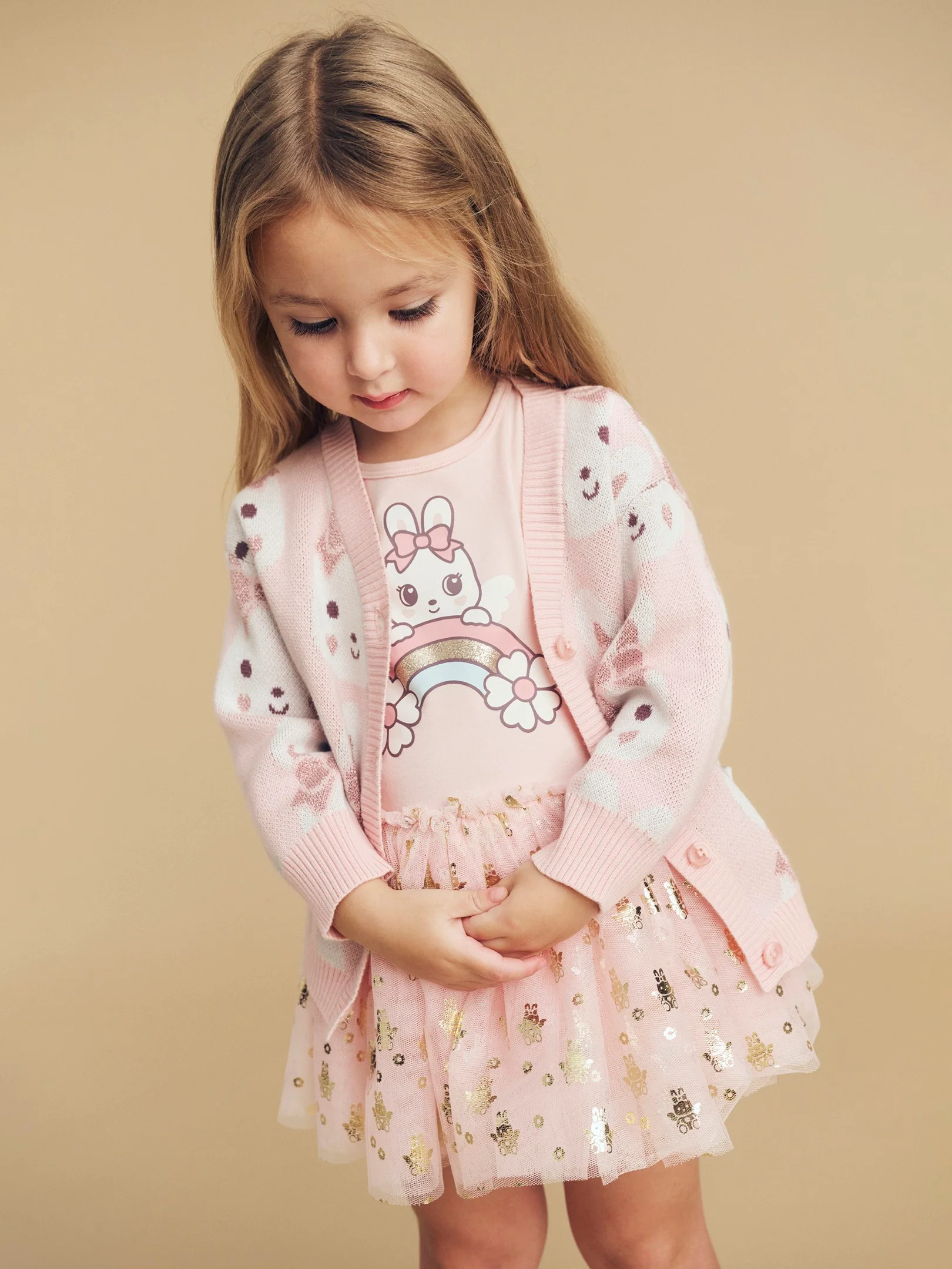 Bunny Love Boxy Cardi - Dusty Pink - Image 6