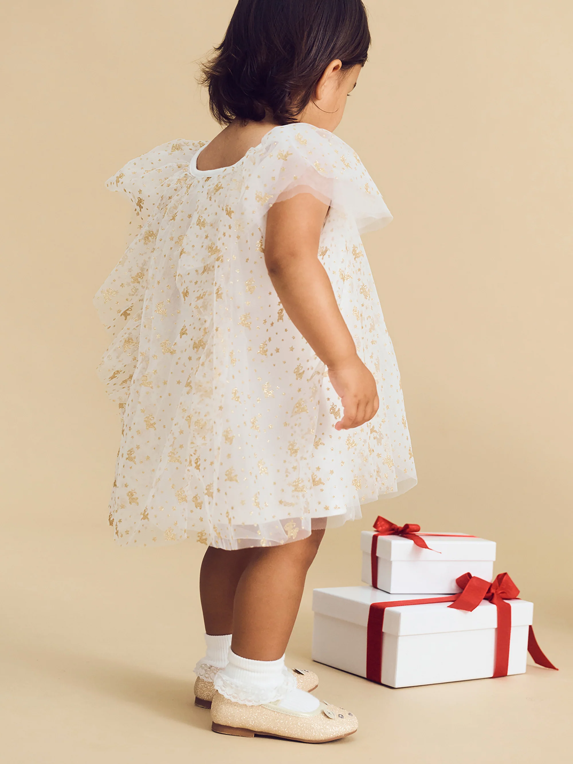 Christmas Reindeer Tulle Dress - White - Image 3
