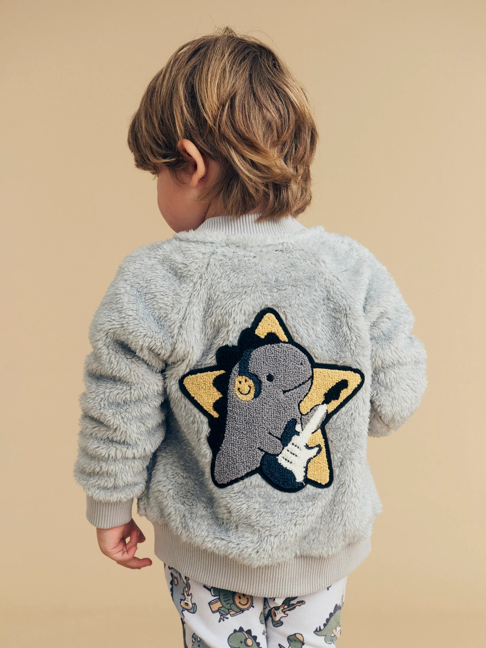 Dino Star Fur Jacket - Dusty Blue - Image 2