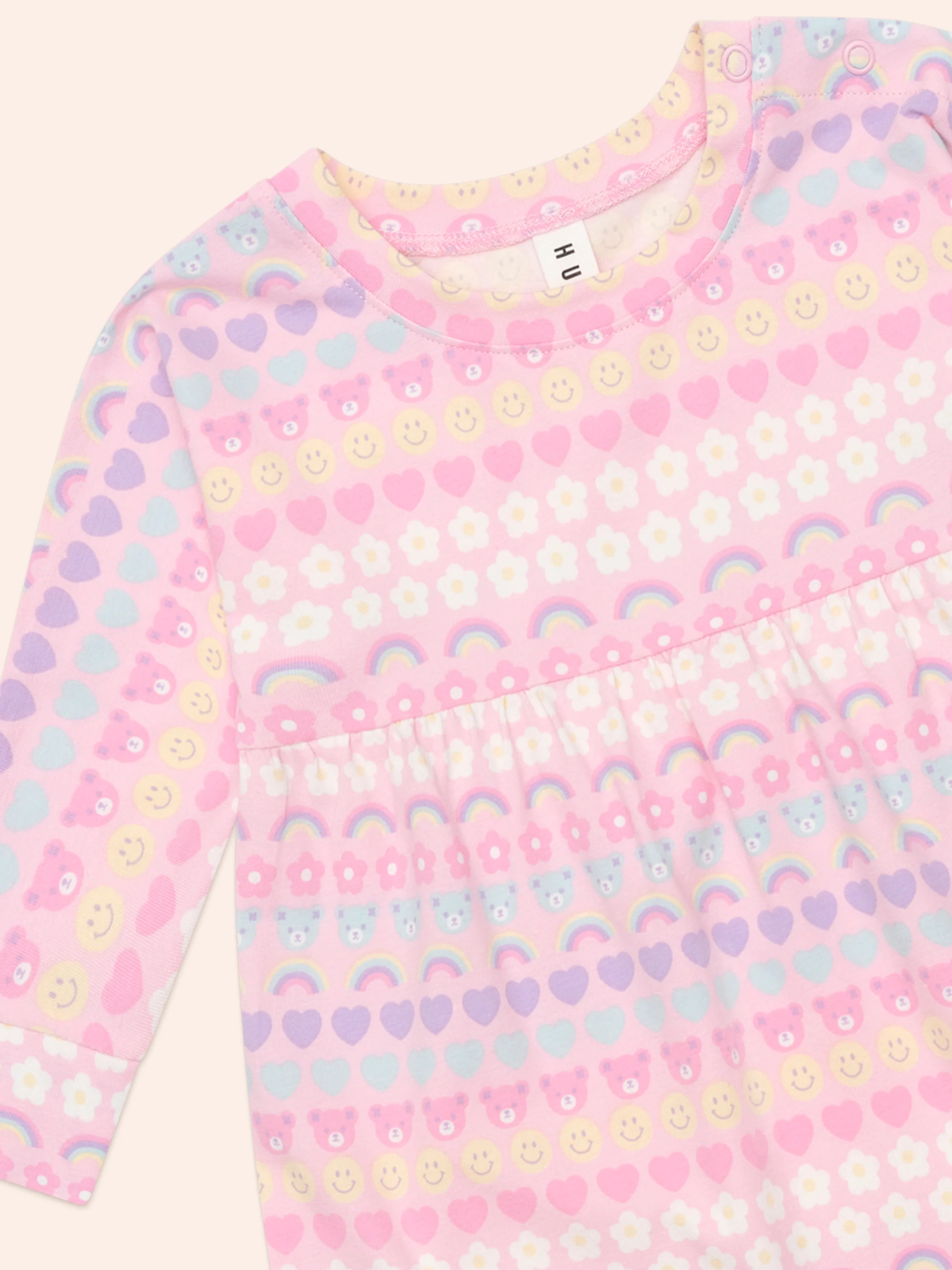 Huxbaby Emoji Rainbow Long Sleeve Swirl Dress - Image 3