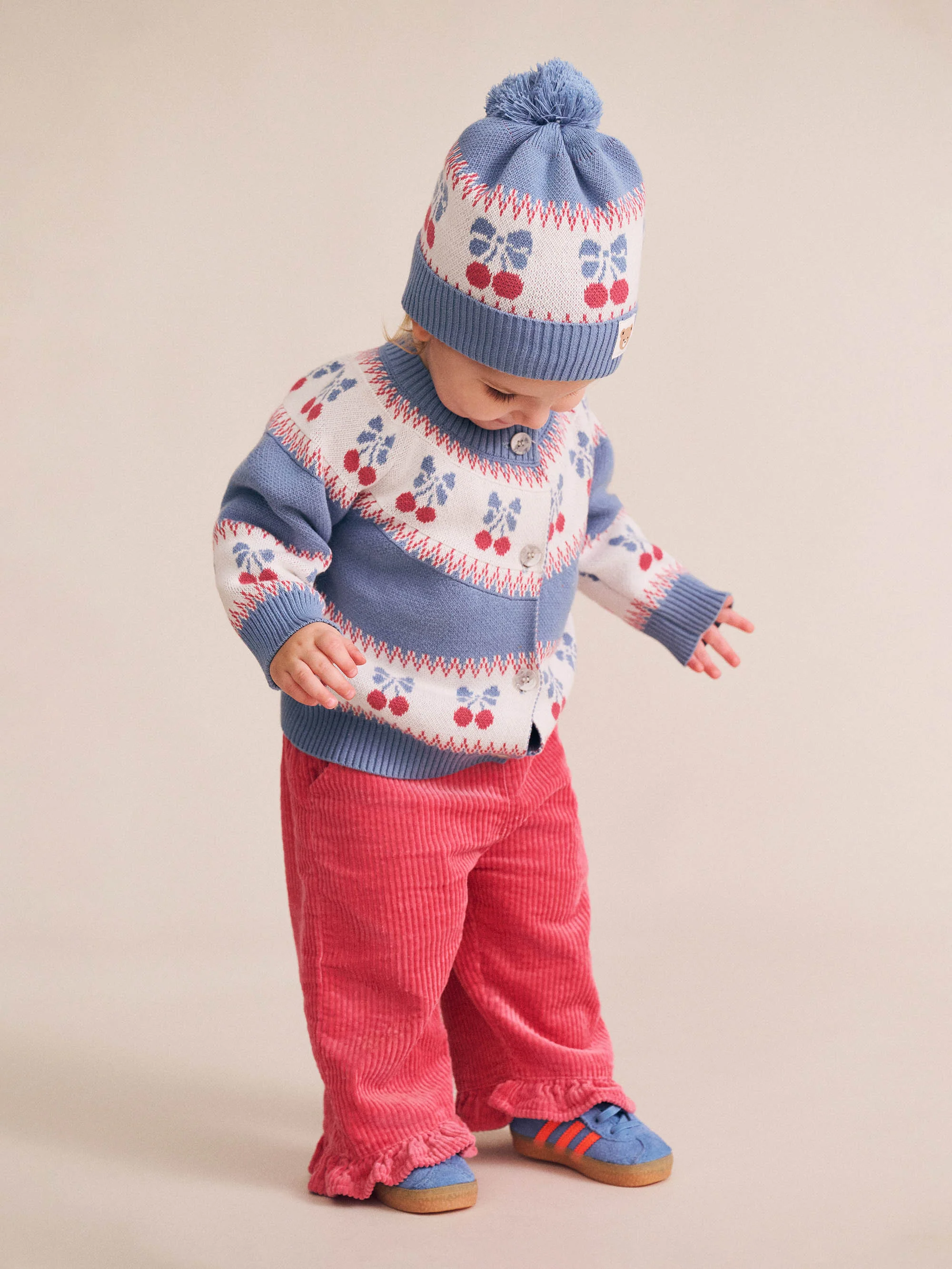 Folk Cherry Bow Cardi - Bijou Blue - Image 3