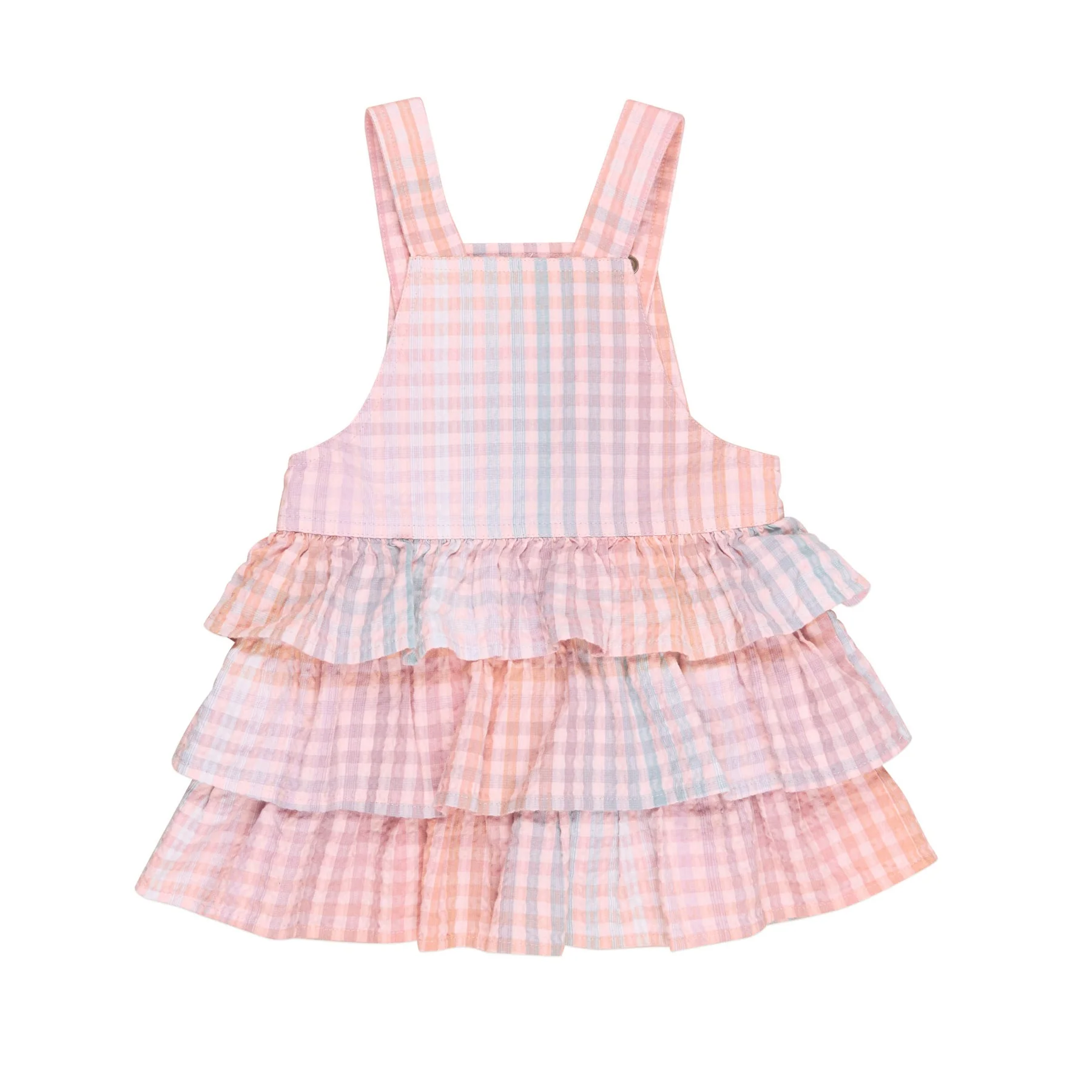 Frill Overall Dress - Rainbow Check - Image 3