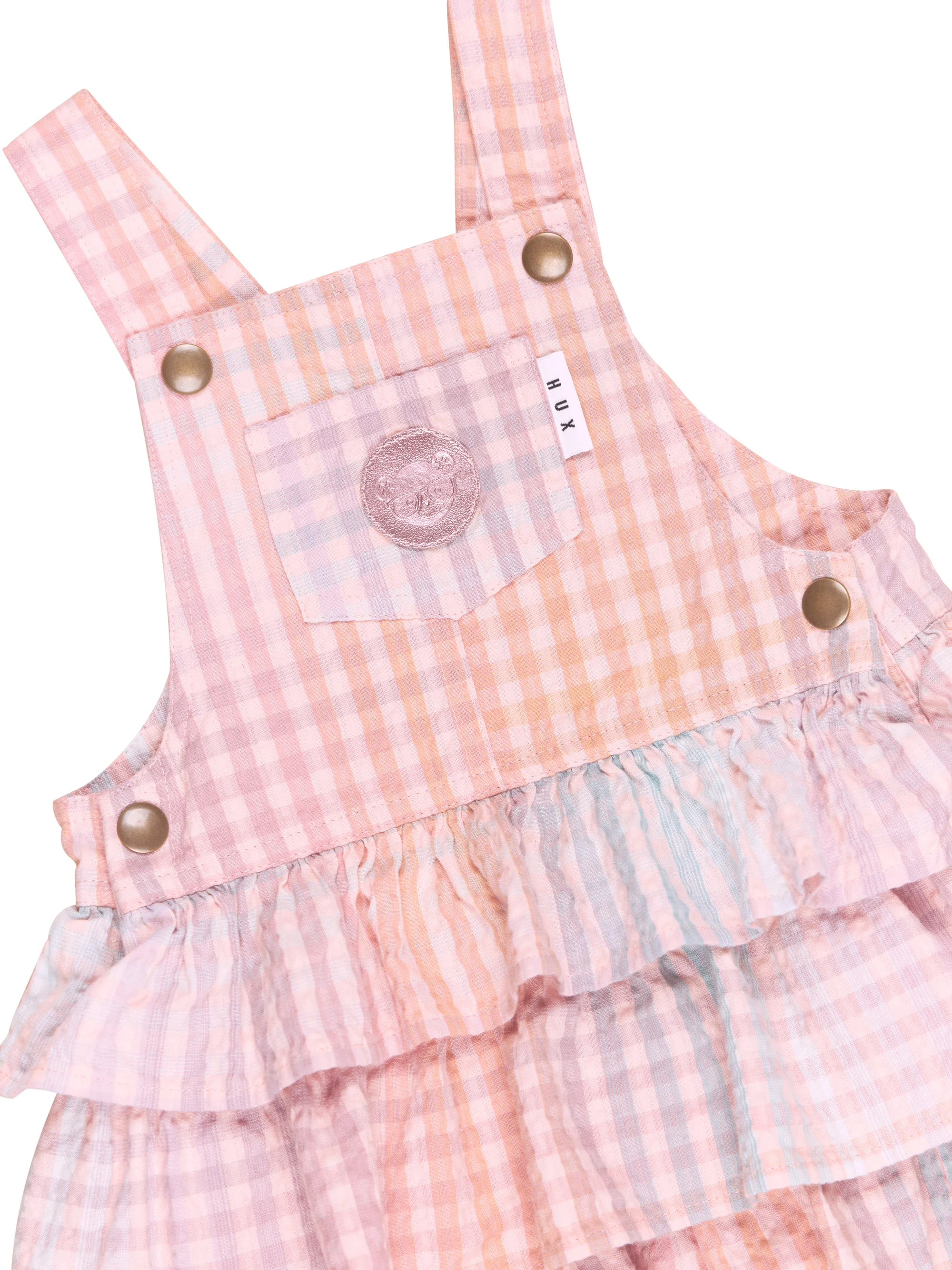Frill Overall Dress - Rainbow Check - Image 4