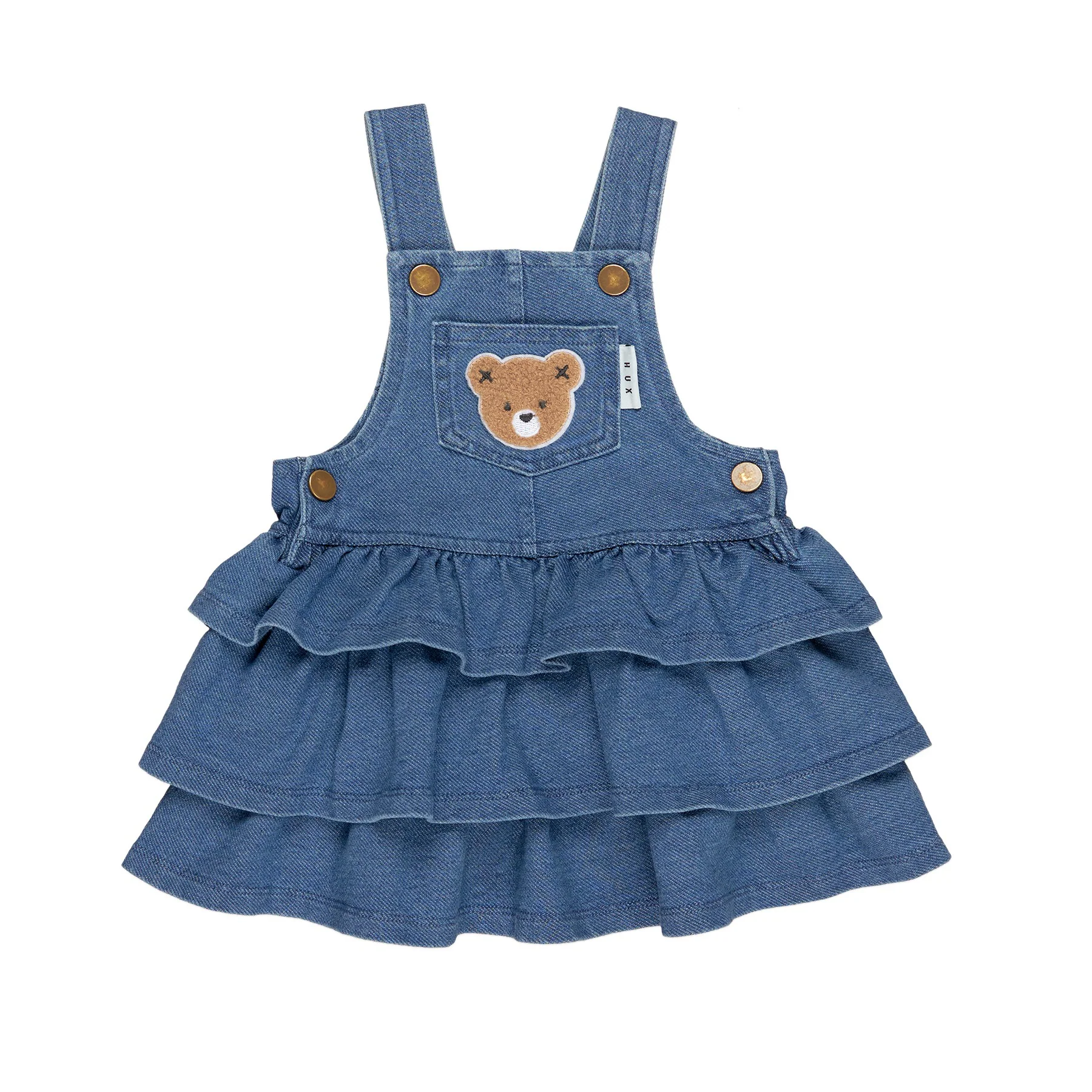 Huxbear Knit Denim Frill Overall Dress