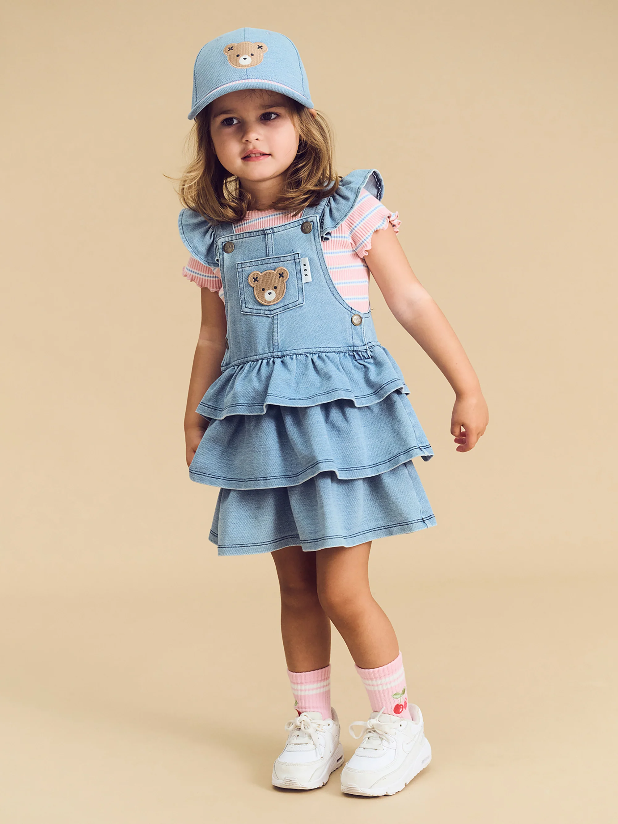 Huxbear Knit Denim Frill Pinafore - Denim - Image 3